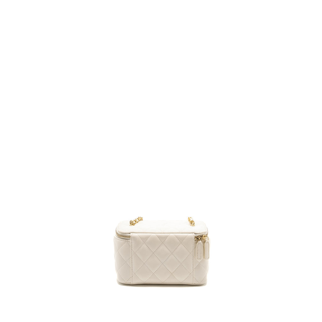 CHANEL PEARL CRUSH LONG VANITY CASE LAMBSKIN WHITE GHW (MICROCHIP)