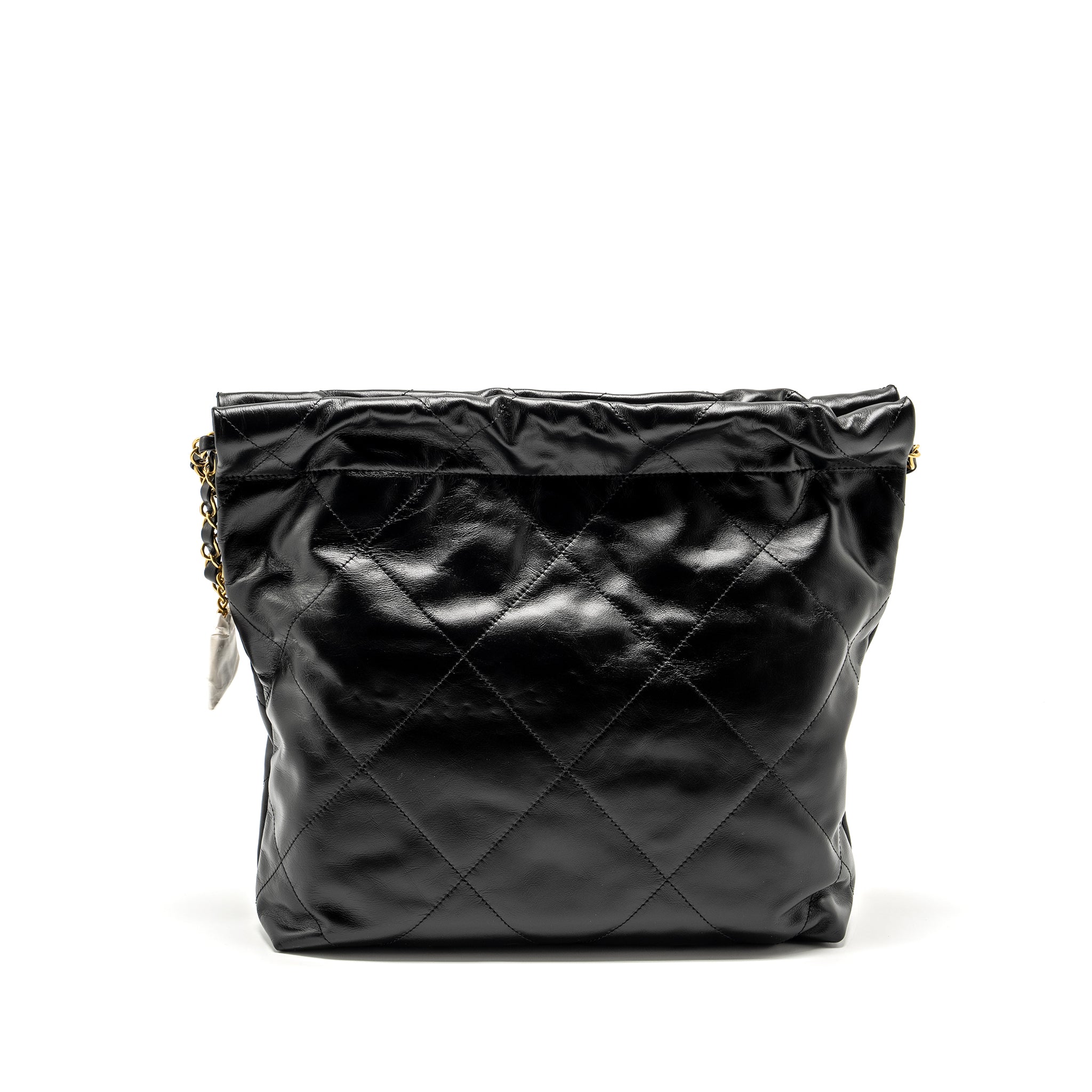 CHANEL SMALL 22 BAG SHINY CALFSKIN BLACK GHW (MICROCHIP)