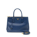 PRADA DOUBLE ZIP TOTE BAG SAFFIANO CALFSKIN BLUE GHW