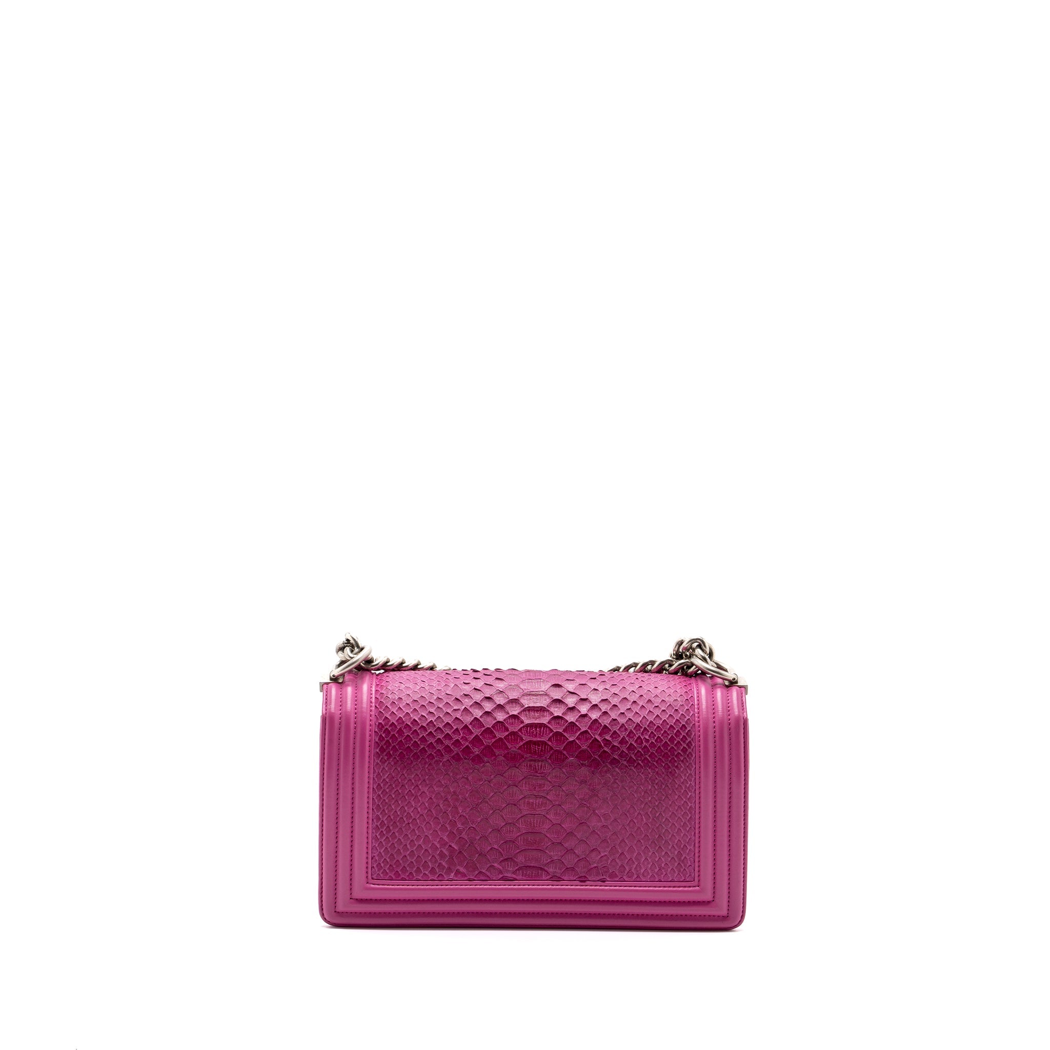 CHANEL MEDIUM BOY BAG PYTHON PINK BRUSHED SHW
