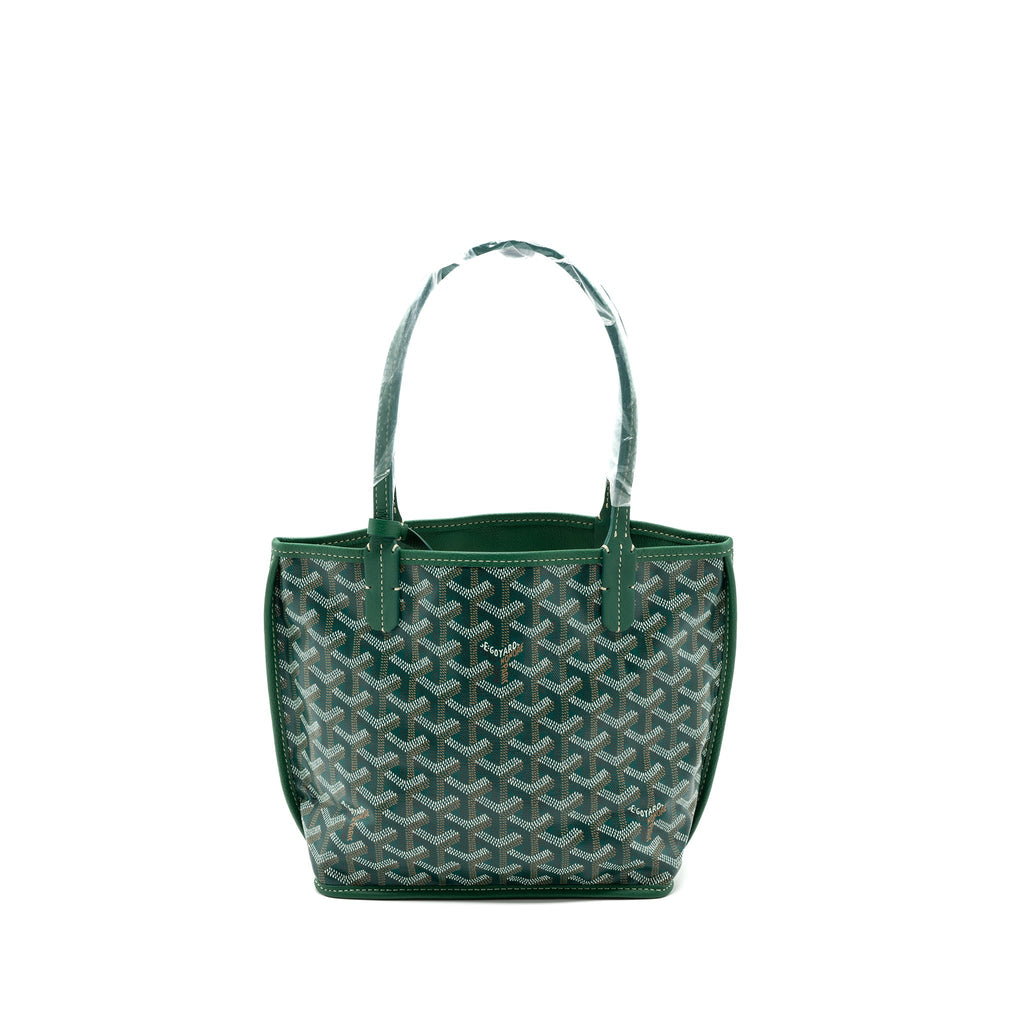 GOYARD MINI ANJOU TOTE BAG CANVAS / CALFSKIN GREEN SHW