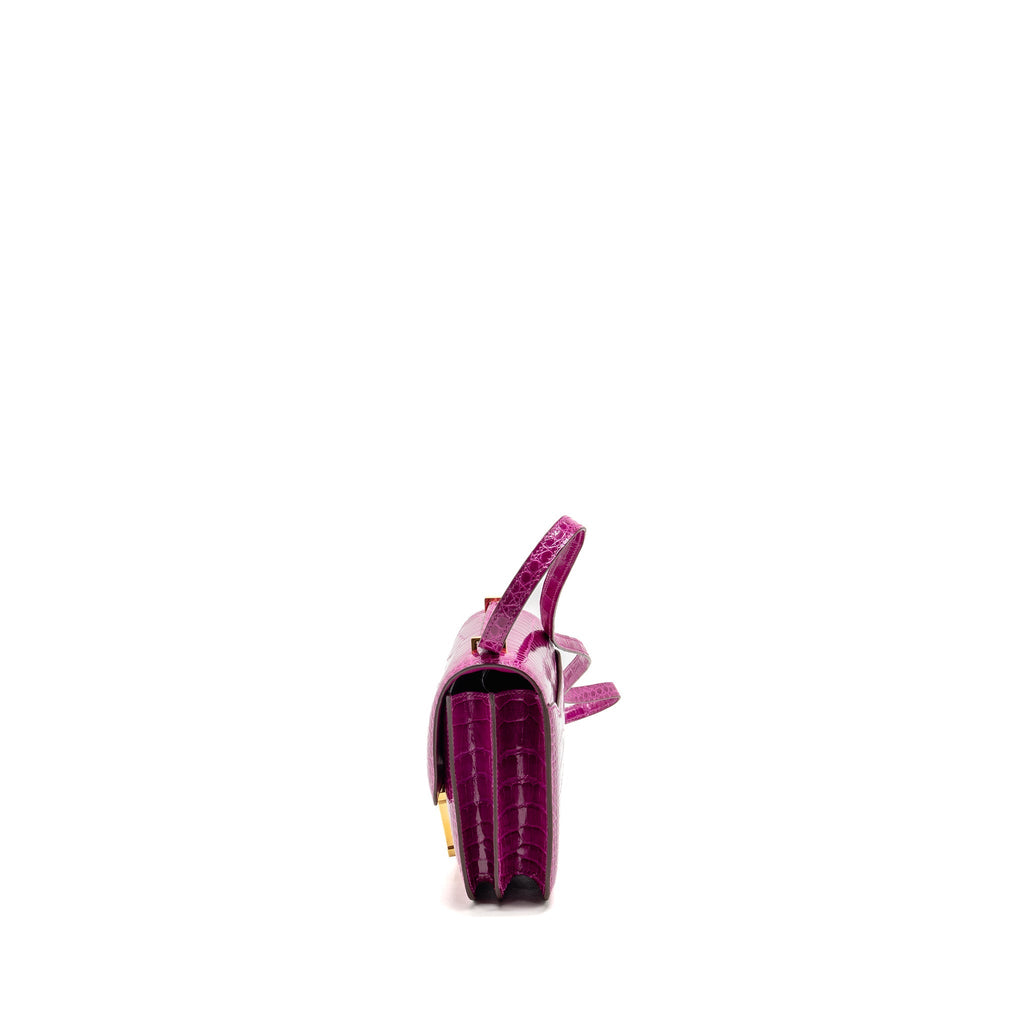 HERMES MINI CONSTANCE SHINY ALLIGATOR MISSIPPIENS J5 ROSE SHEHERARADEZ GHW