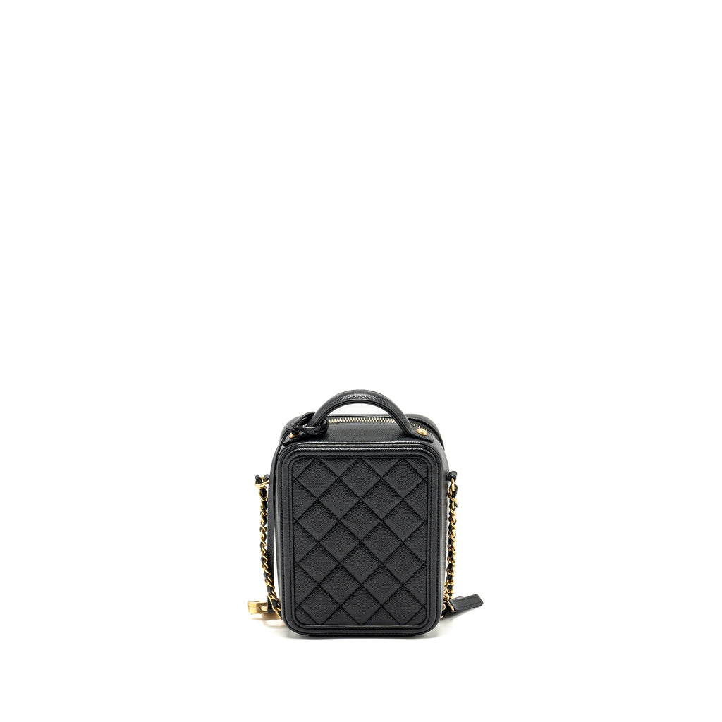 CHANEL FILIGREE VERTICAL VANITY CASE CAVIAR BLACK GHW