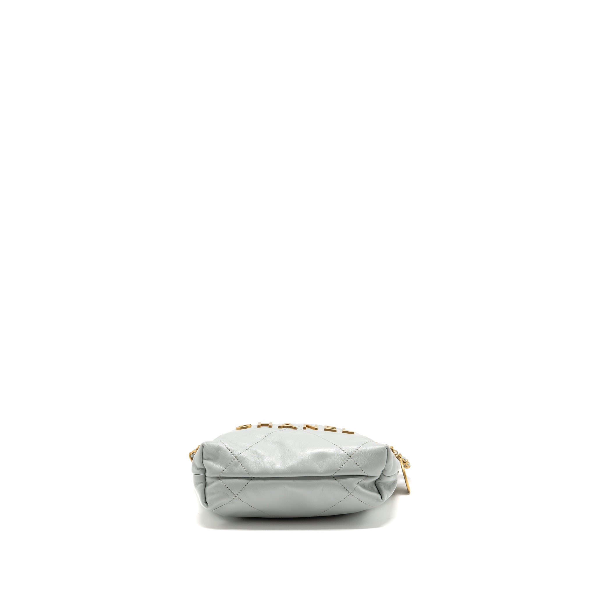 CHANEL MINI 22 BAG CALFSKIN LIGHT GREY GHW (MICROCHIP)