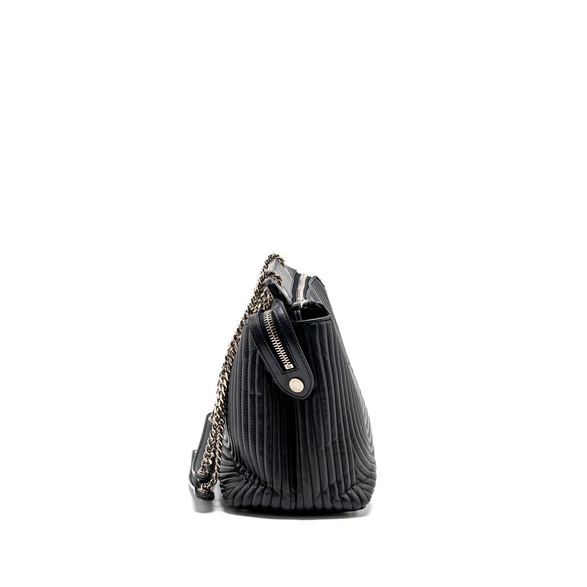 FENDI DOCTOM CHAIN SHOULDER BAG LEATHER BLACK SHW