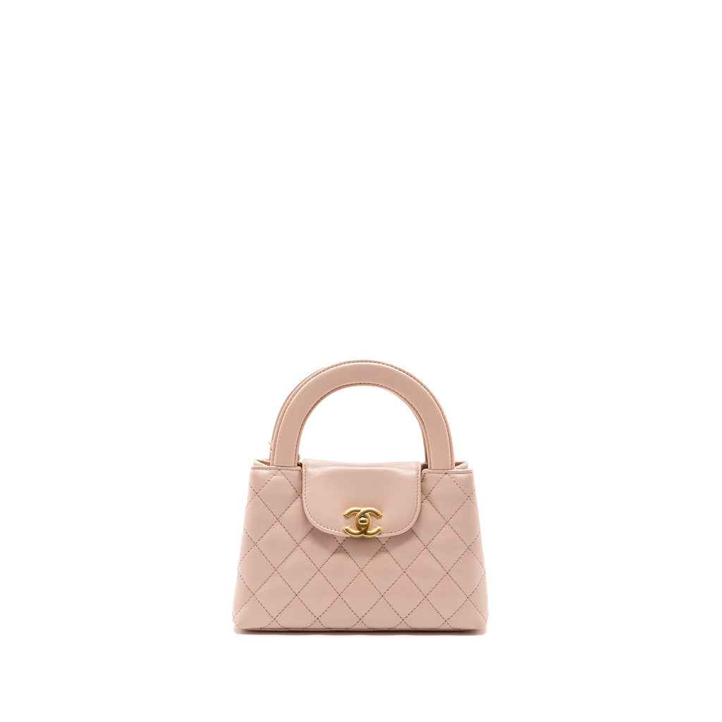 CHANEL 23K MINI SHOPPING BAG CALFSKIN LIGHT PINK  BRUSHED GHW(MICROCHIP)