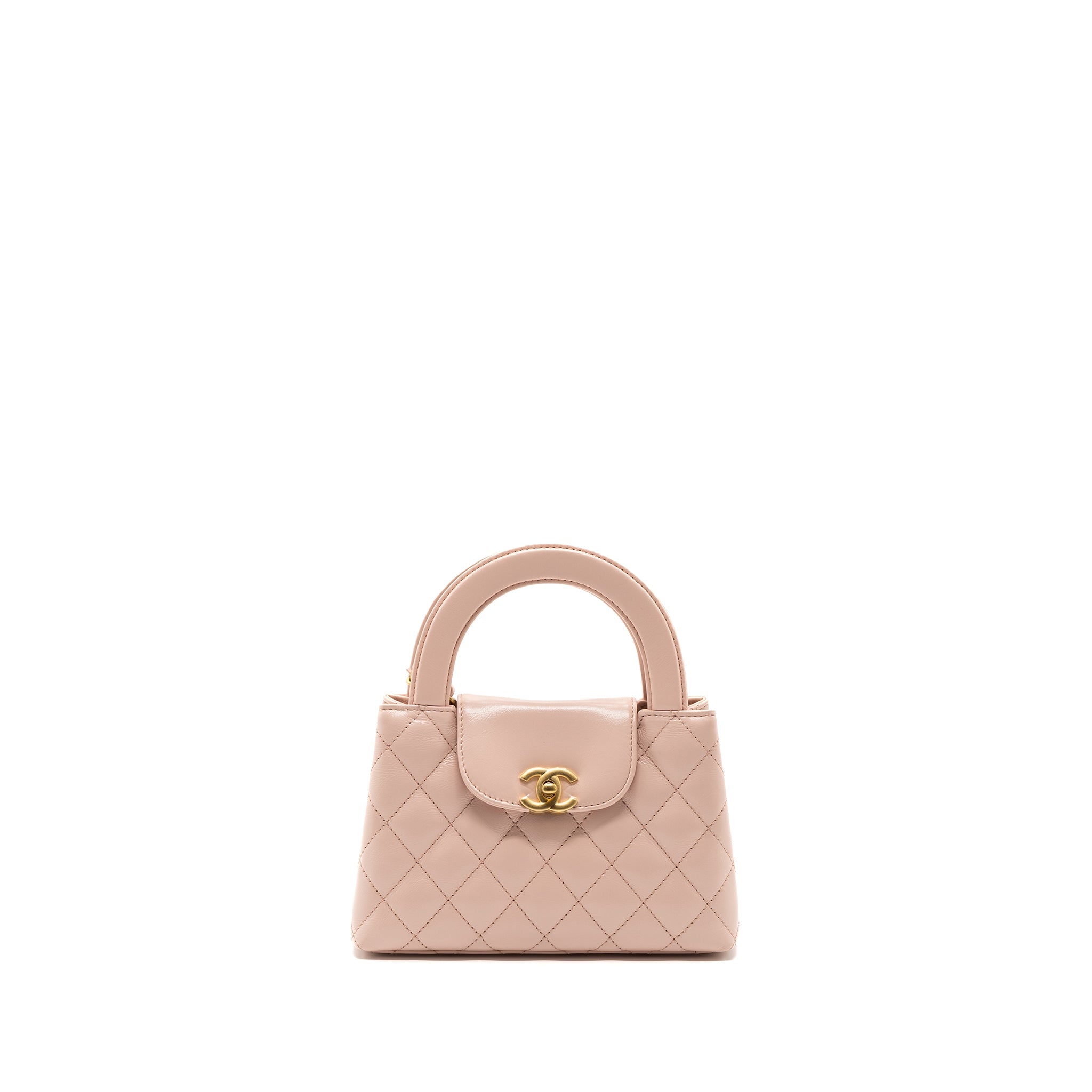 CHANEL 23K MINI SHOPPING BAG CALFSKIN LIGHT PINK  BRUSHED GHW(MICROCHIP)