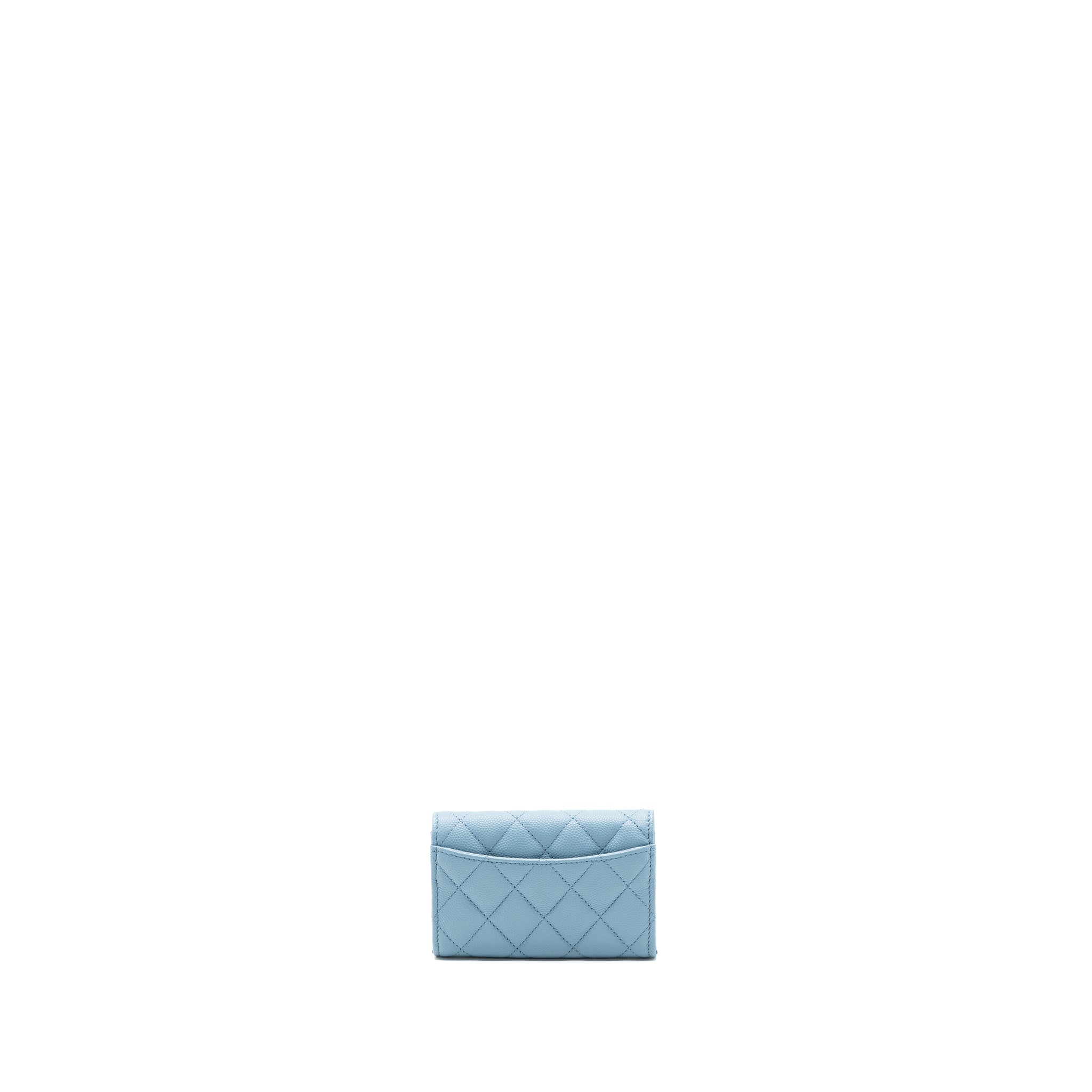 CHANEL CLASSIC FLAP CARD HOLDER CAVIAR BLUE LGHW