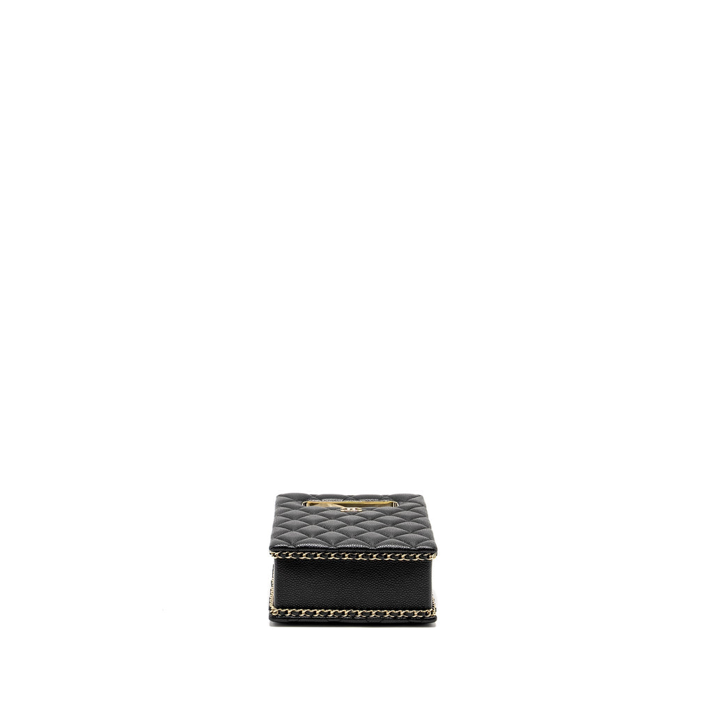 CHANEL QUILTED EVENING BOX BAG CAVIAR BLACK LGHW (MICROCHIP)