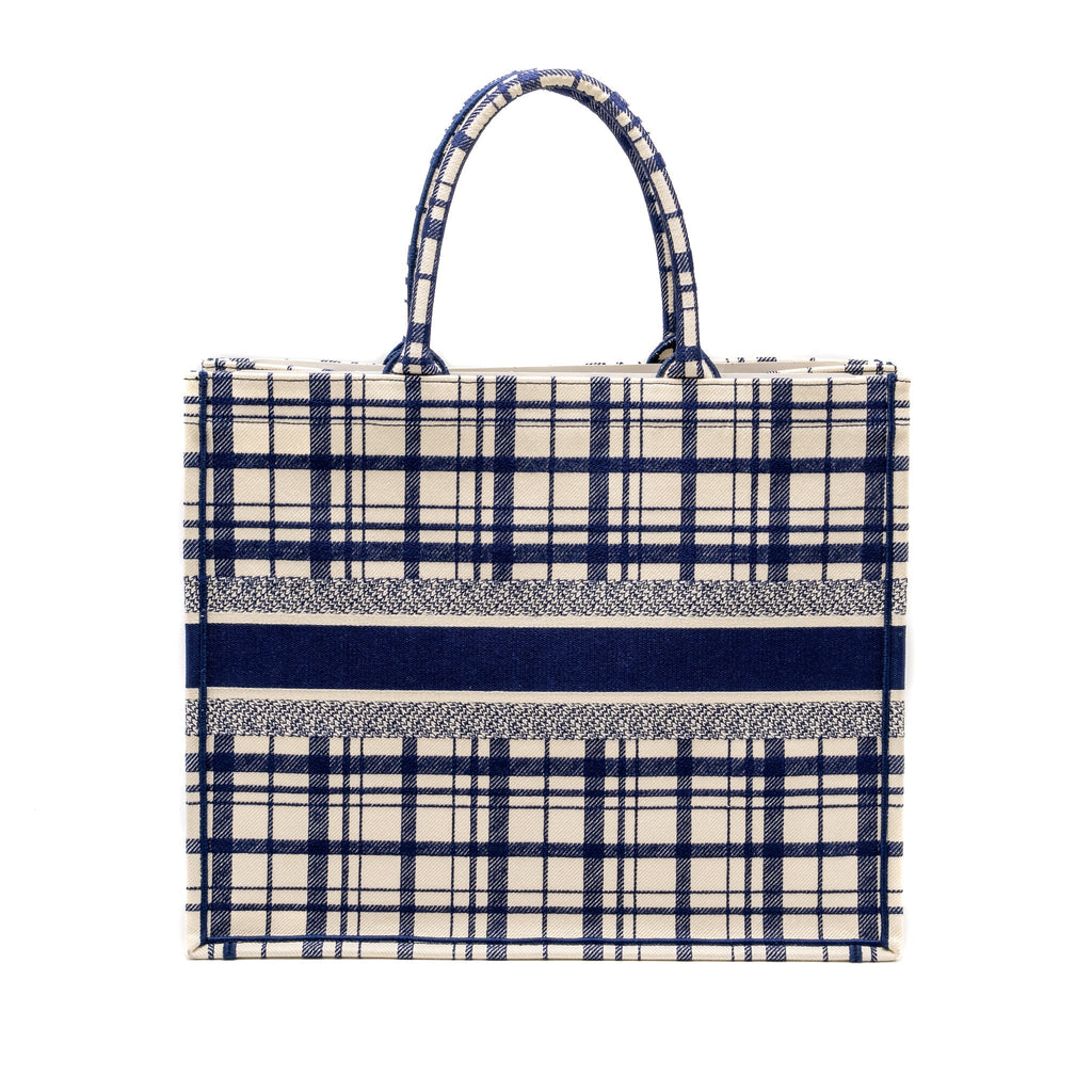 DIOR LARGE BOOK TOTE LINEN BLUE CANVAS