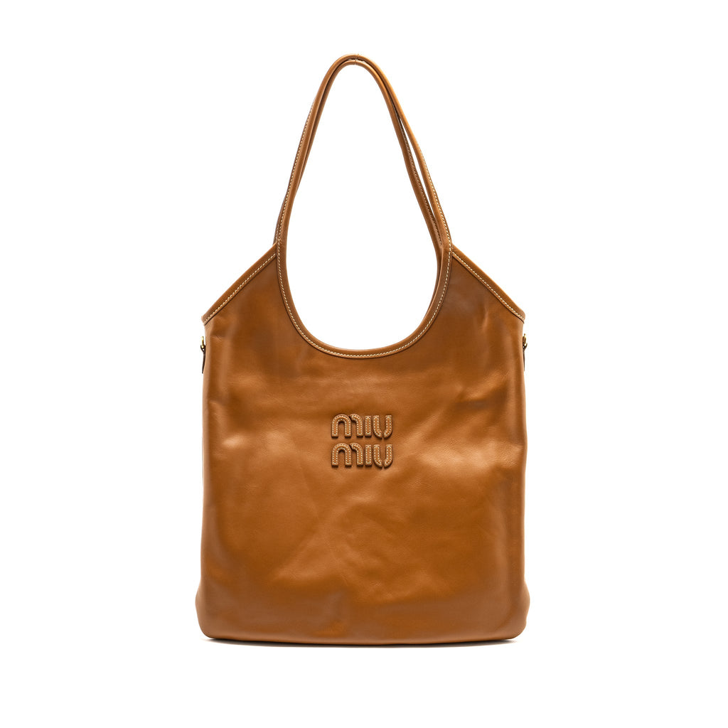 MIU MIU IVY LEATHER BAG CALFSKIN CARAMEL GHW
