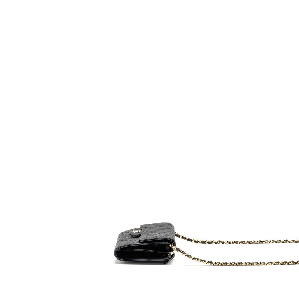 CHANEL 23P MINI CLUTCH WITH CHAIN CAVIAR BLACK LGHW (MICROCHIP)