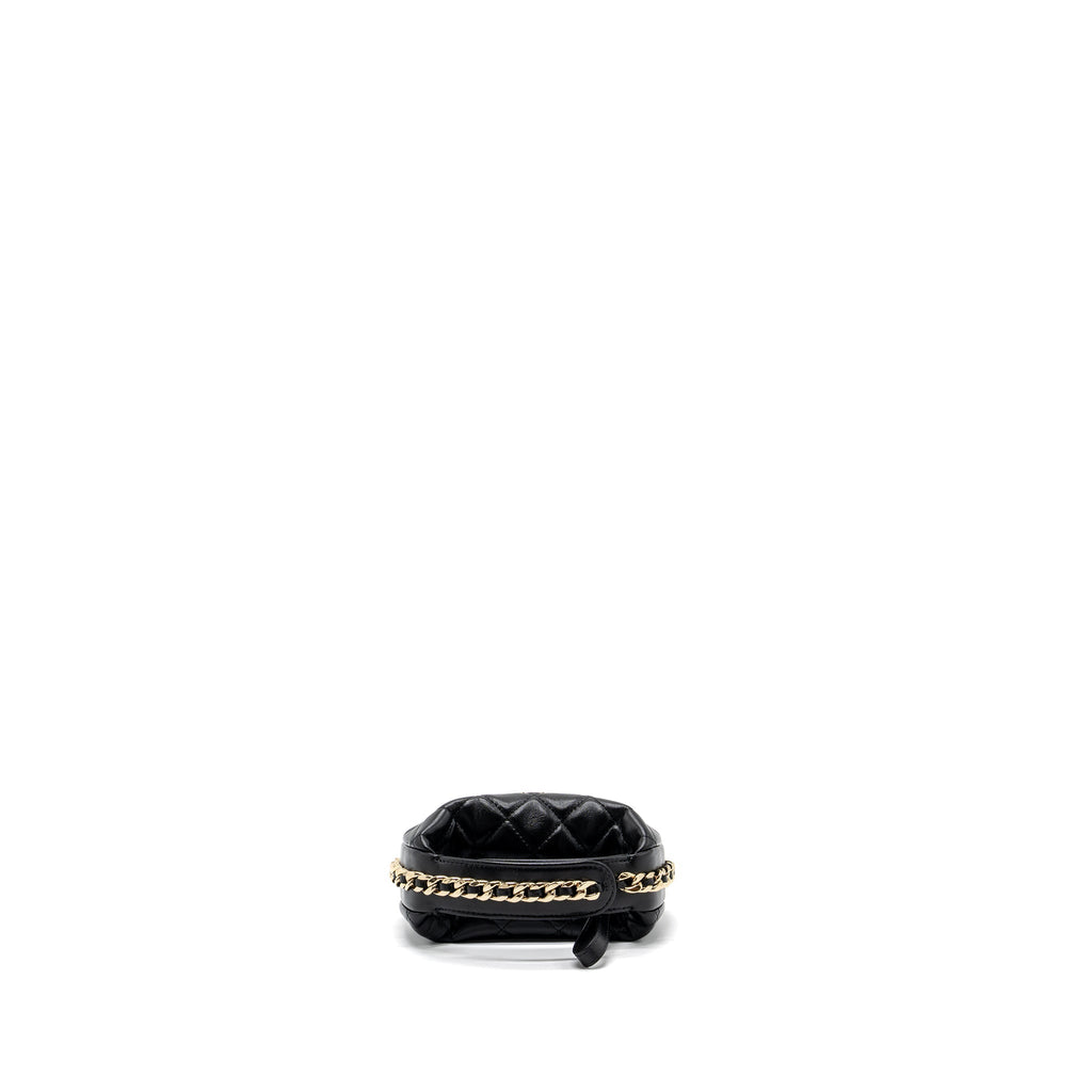 CHANEL 23C ROUND CLUTCH LAMBSKIN BLACK GHW (MICROCHIP)