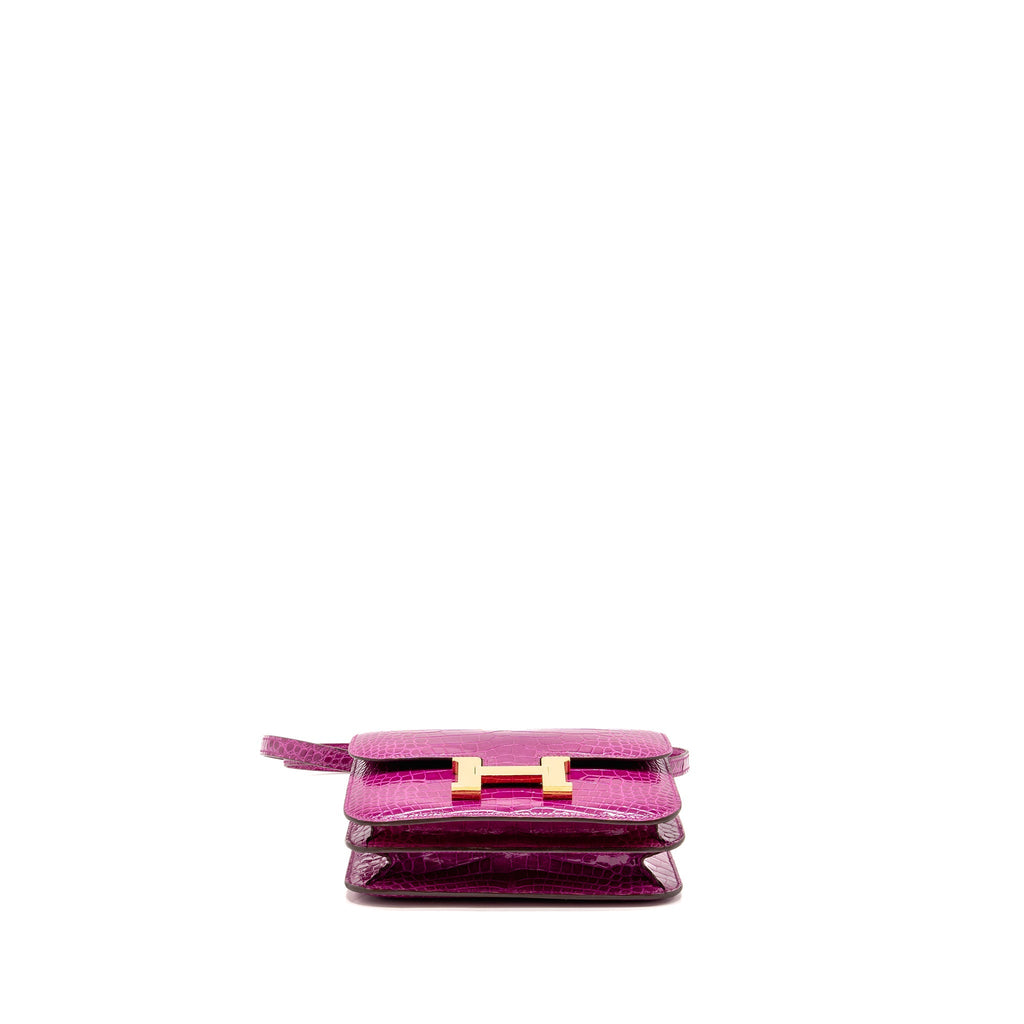 HERMES MINI CONSTANCE SHINY ALLIGATOR MISSIPPIENS J5 ROSE SHEHERARADEZ GHW