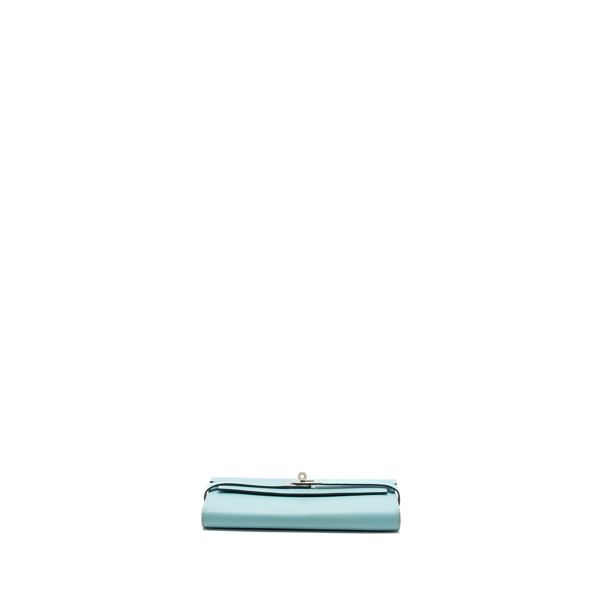 HERMES KELLY LONG WALLET EPSOM LIGHT BLUE SHW