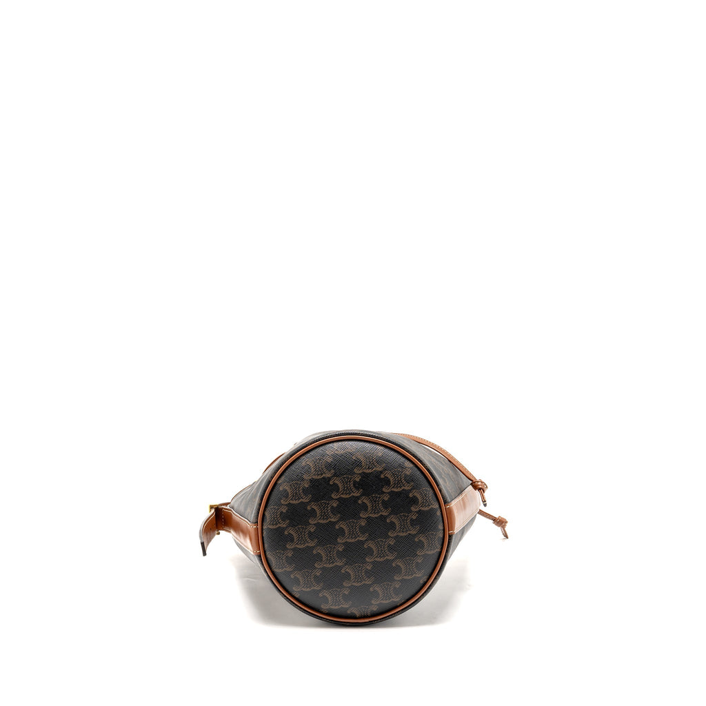 CELINE SMALL DRAWSTRING BAG TRIOMPHE CANVAS / CALFSKIN TAN GHW
