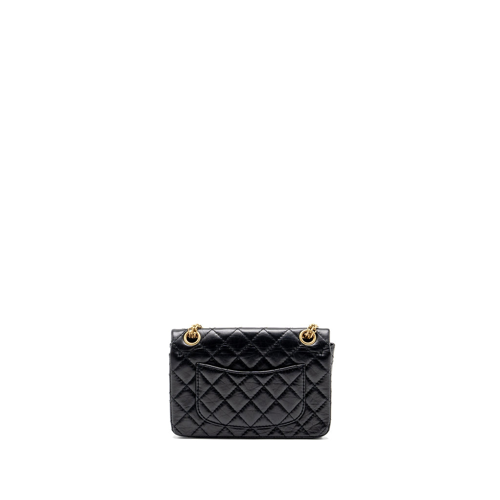 CHANEL MINI 2.55 REISSUE FLAP BAG AGED CALFSKIN BLACK GHW