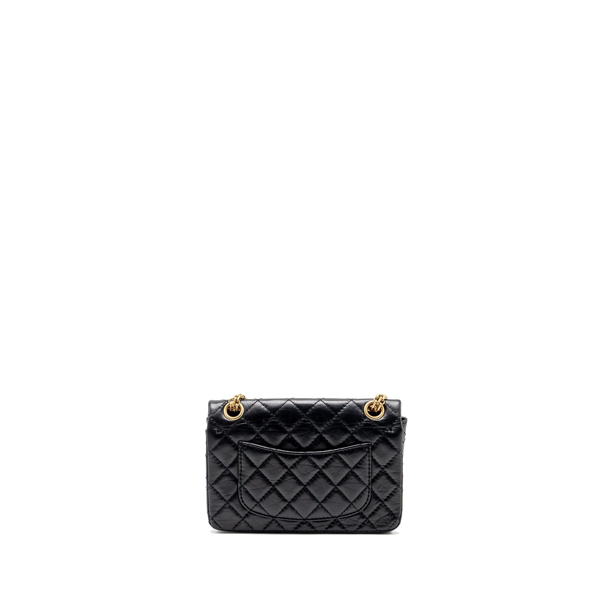 CHANEL MINI 2.55 REISSUE FLAP BAG AGED CALFSKIN BLACK GHW