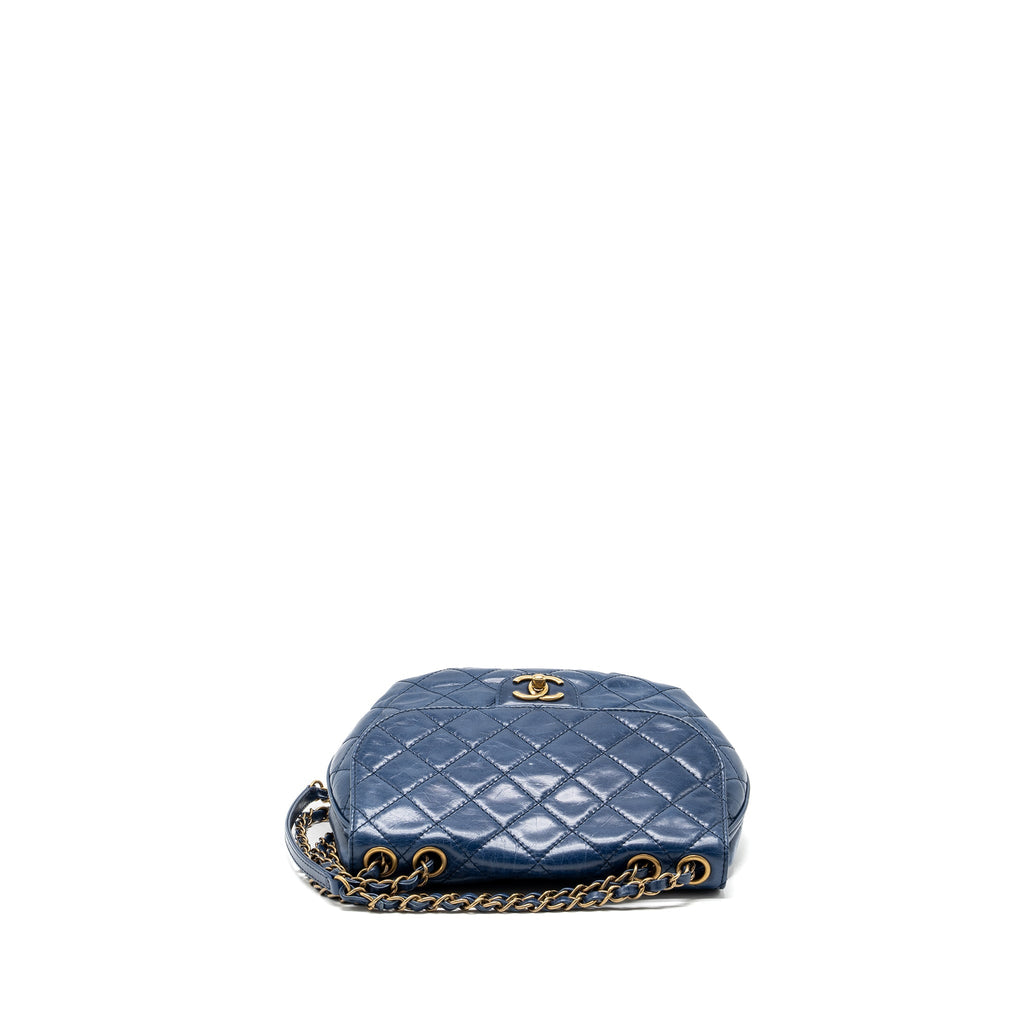 CHANEL QUILTED LARGE FLAP BAG CALFSKIN BLUE GHW