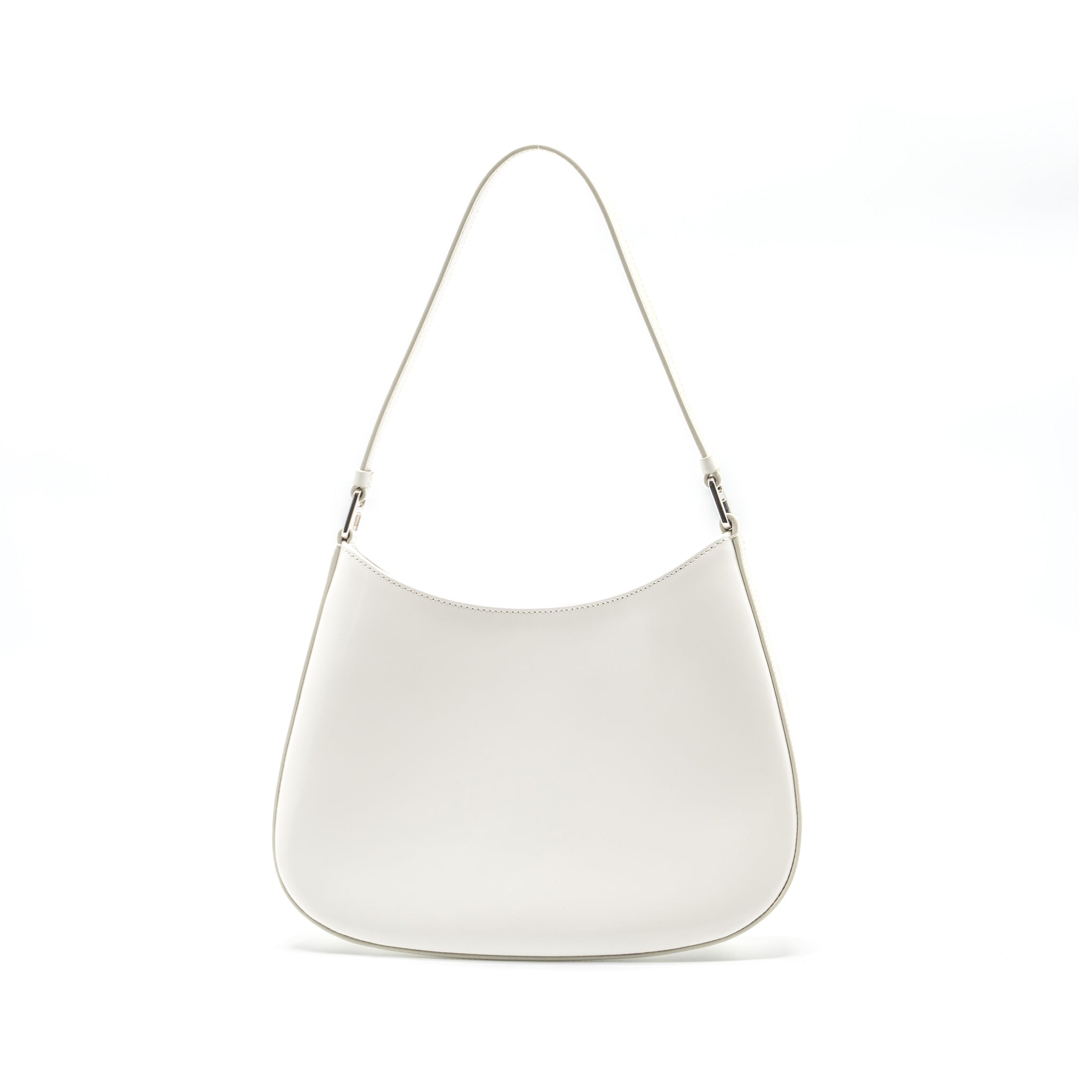 PRADA CLEO SHOULDER BAG BRUSHED LEATHER WHITE SHW