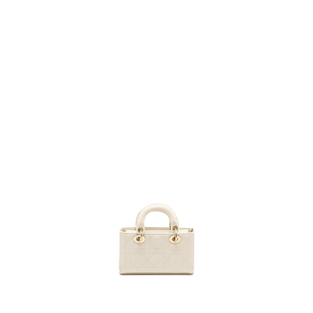 DIOR LADY D-JOY MICRO BAG PATENT CREAMY WHITE LGHW