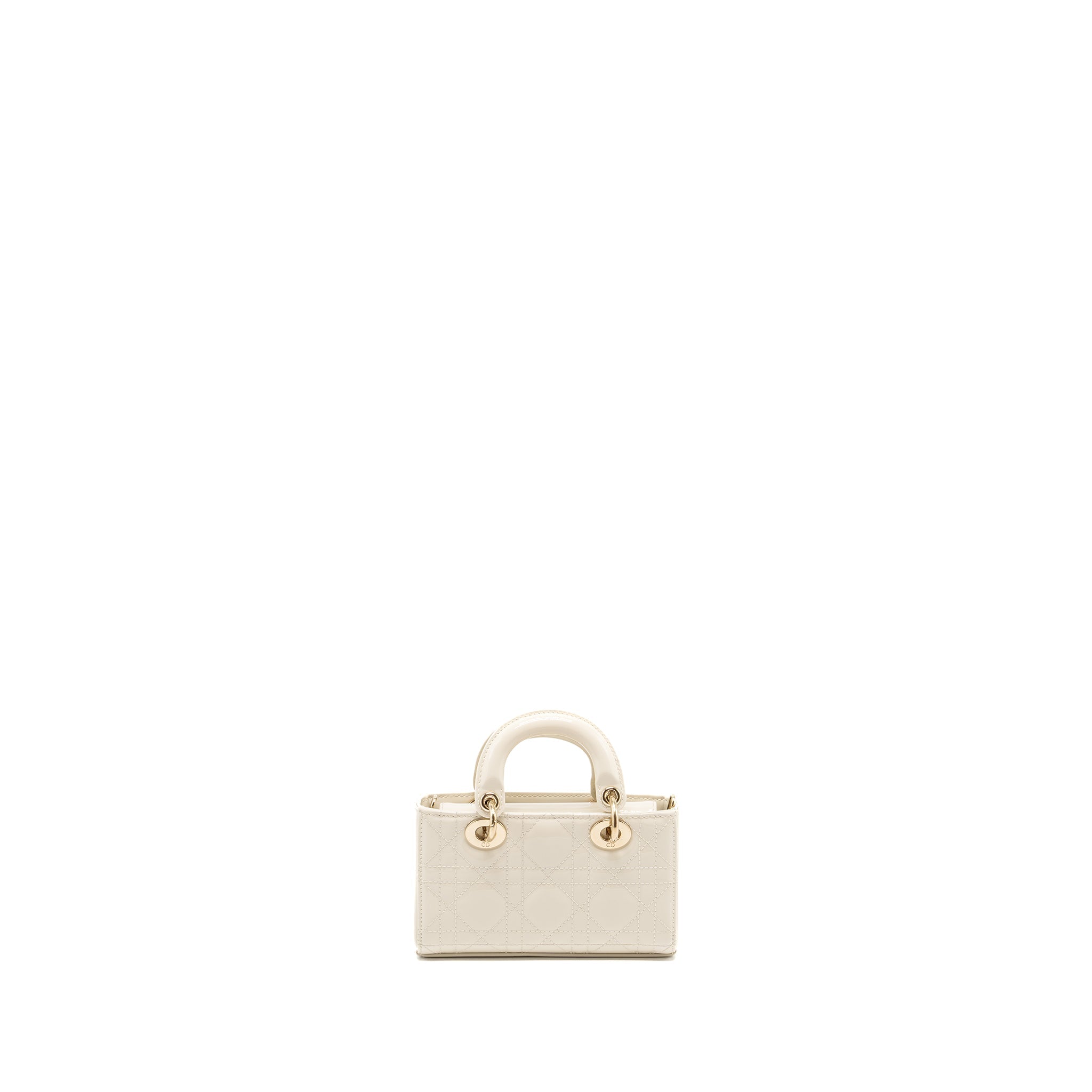 DIOR LADY D-JOY MICRO BAG PATENT CREAMY WHITE LGHW
