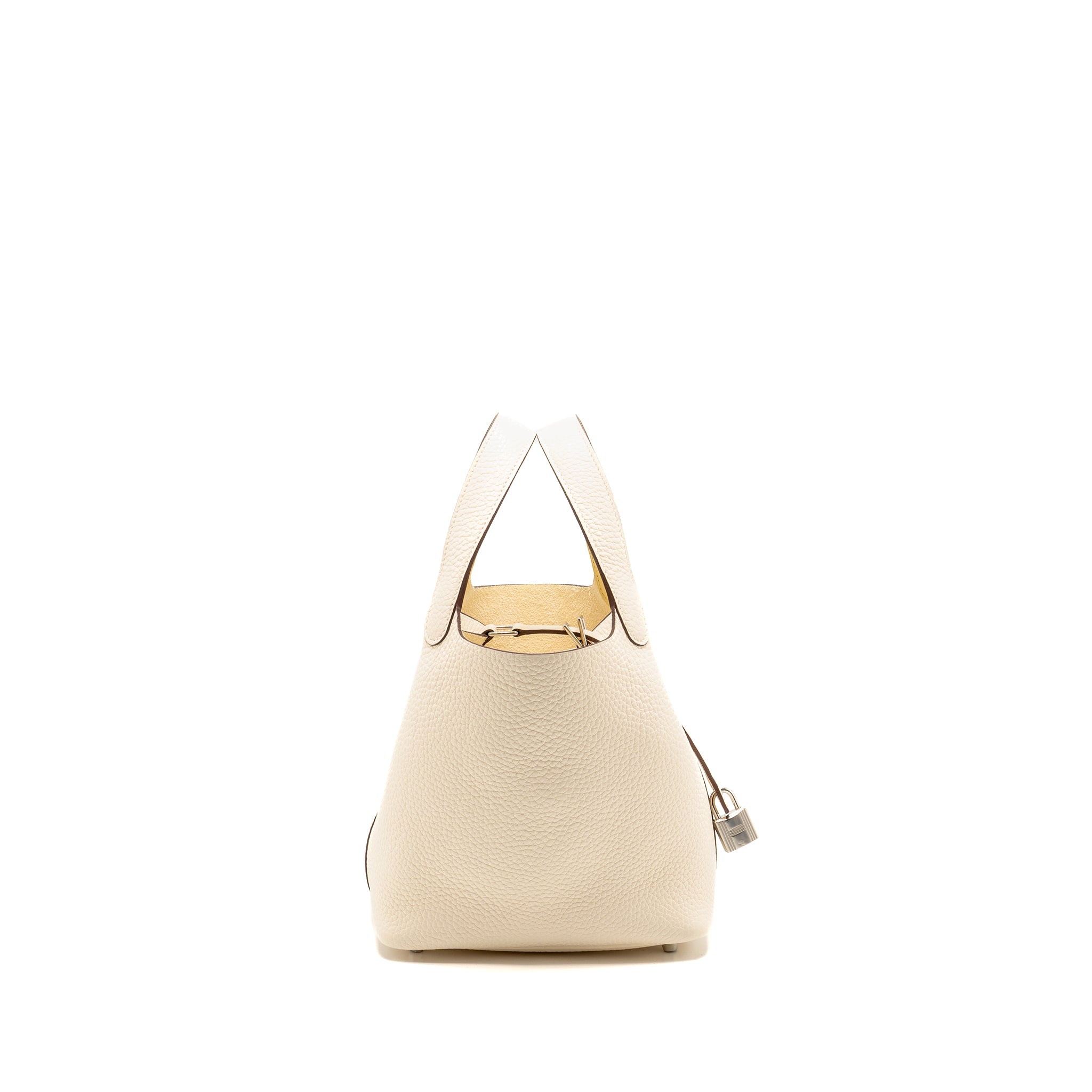 HERMES PICOTIN 18 LOCK BAG CLEMENCE NATA/JAUNE POUSSIN SHW