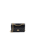 CHANEL SMALL 2.55 REISSUE DOUBLE FLAP BAG AGED CALFSKIN BLACK GHW