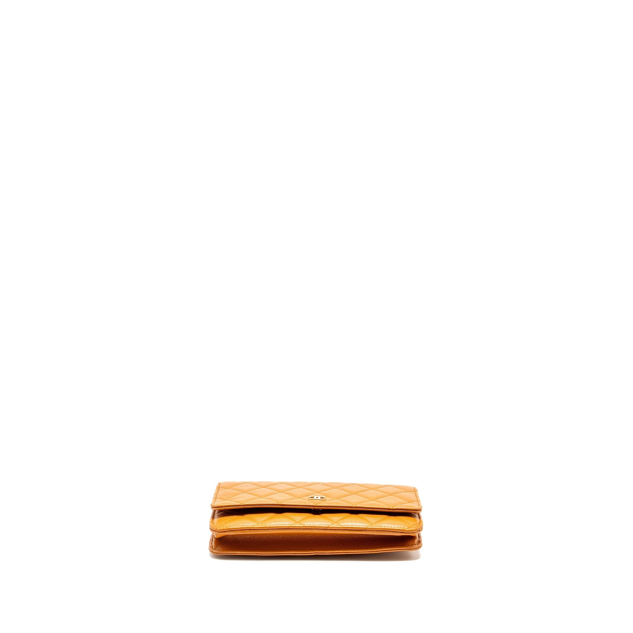 CHANEL CLASSIC WALLET ON CHAIN CAVIAR LIGHT BROWN LGHW (MICROCHIP)