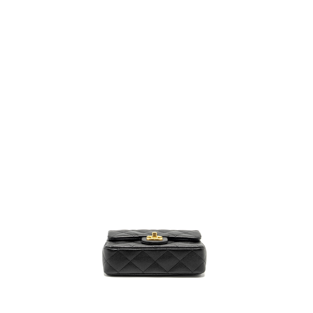 CHANEL COCO LOVE MINI FLAP BAG WITH ADJUSTABLE CHAIN CAVIAR BLACK GHW (MICROCHIP)