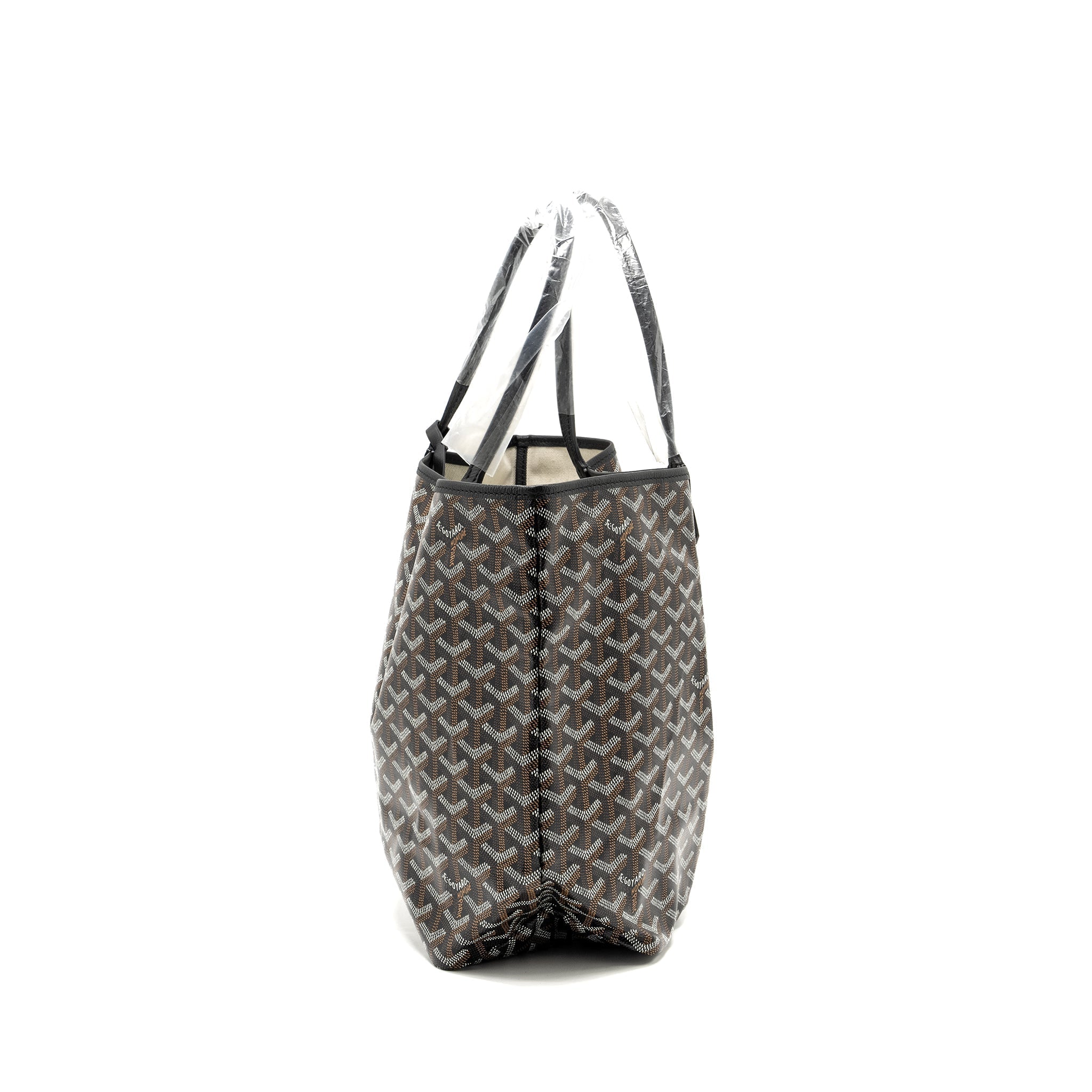GOYARD SAINT LOUIS PM TOTE BAG GOYARDINE CANVAS/CALFSKIN BLACK SHW