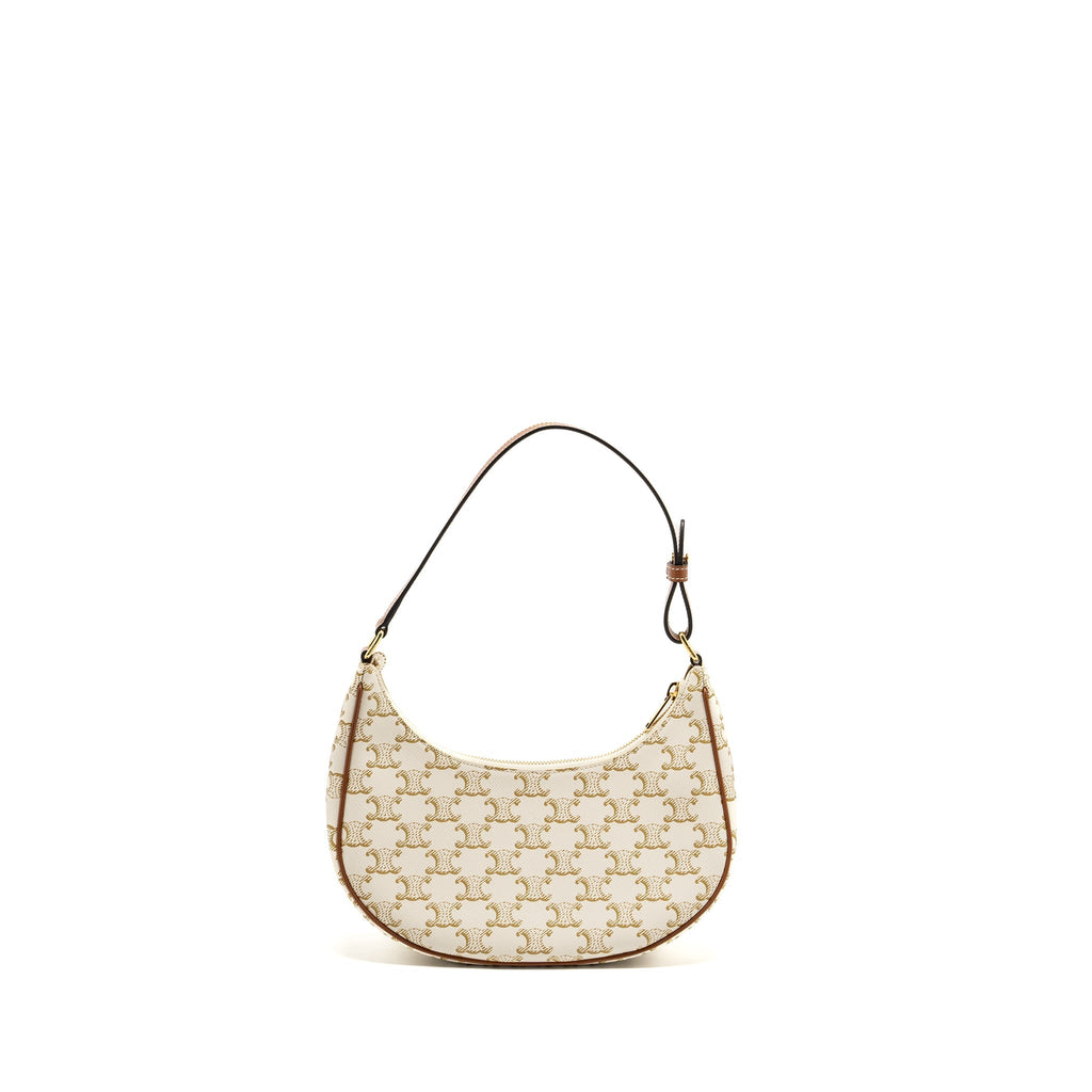 CELINE AVA BAG TRIOMPHE CANVAS/CALFSKIN WHITE/BROWN GHW