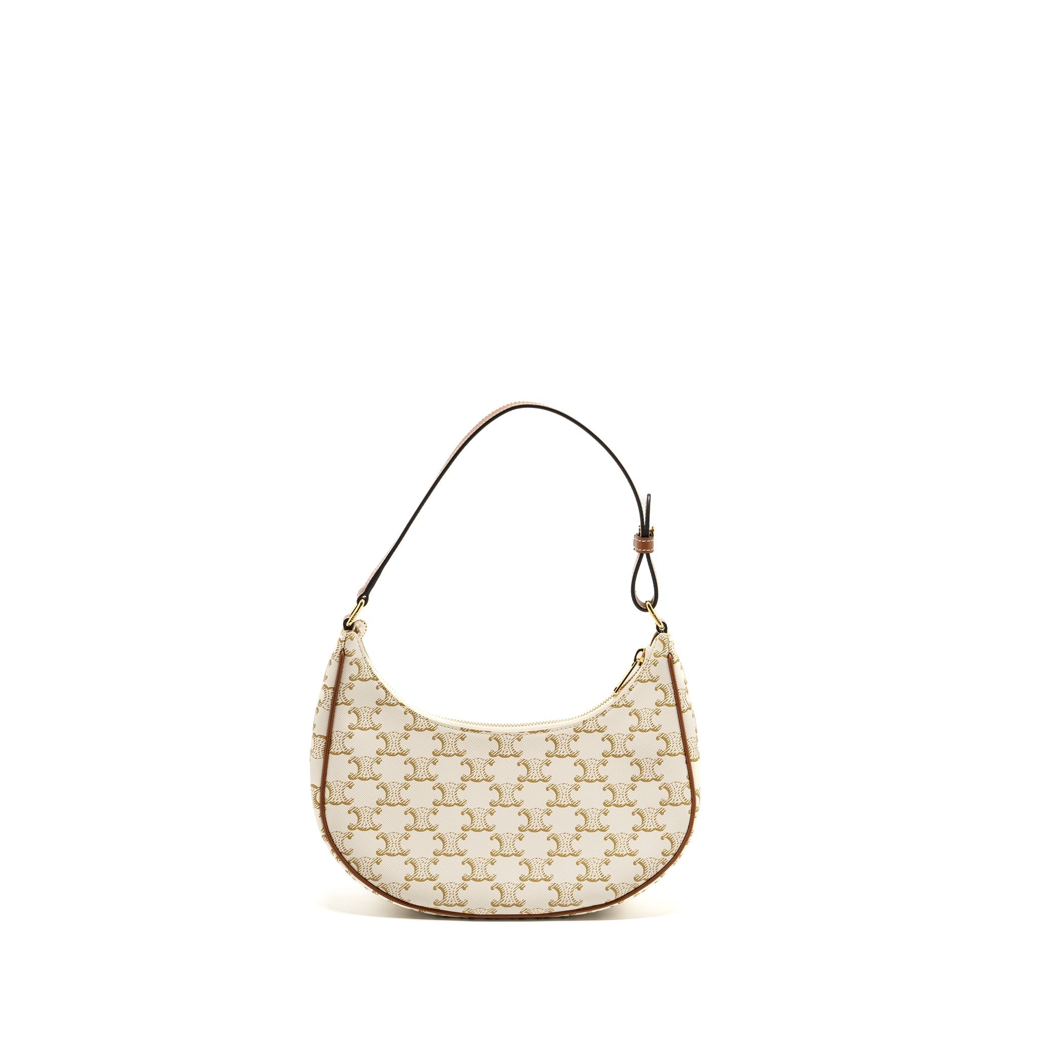 CELINE AVA BAG TRIOMPHE CANVAS/CALFSKIN WHITE/BROWN GHW