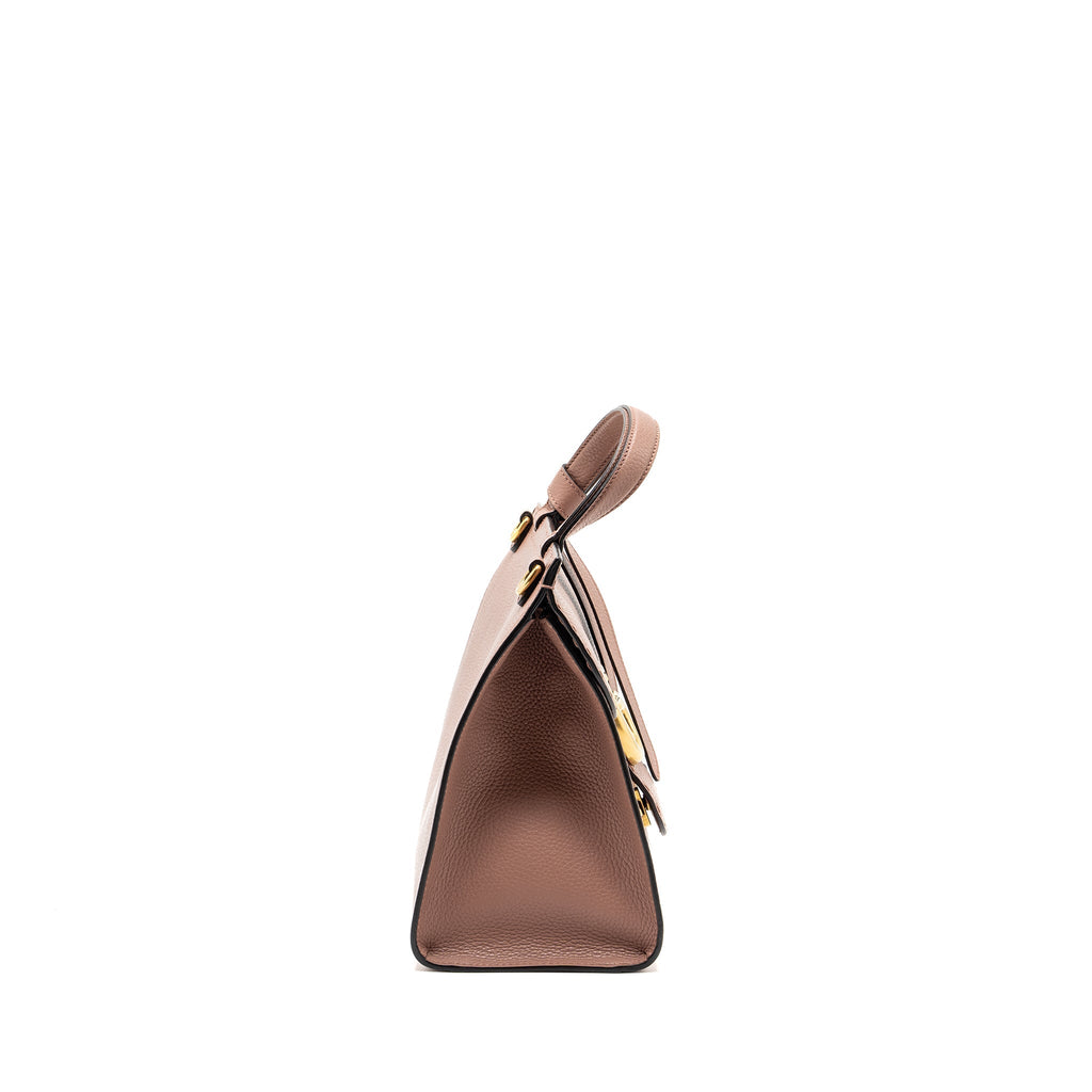 GUCCI TOP HANDLE FLAP BAG CALFSKIN DARK PINK GHW