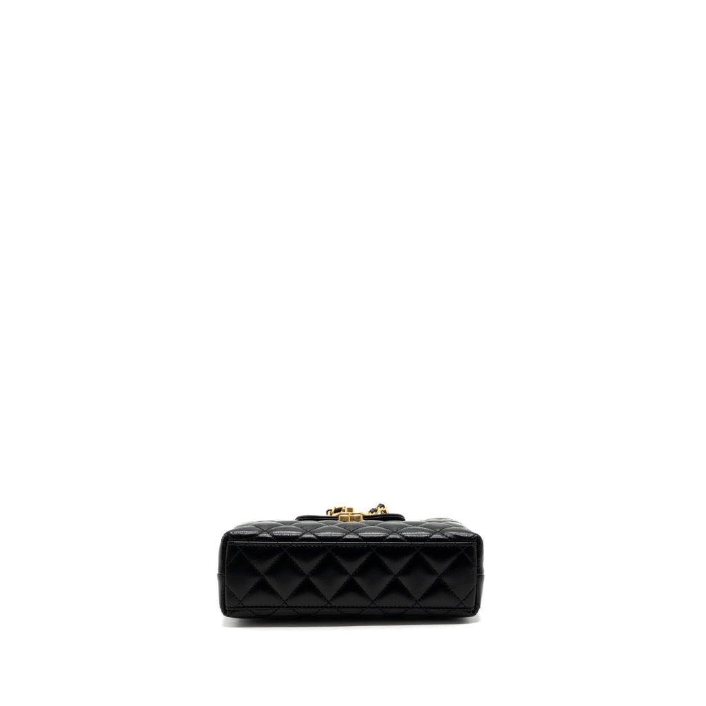 CHANEL 23K MINI SHOPPING TOTE CALFSKIN BLACK BRUSHED GHW(MICROCHIP)
