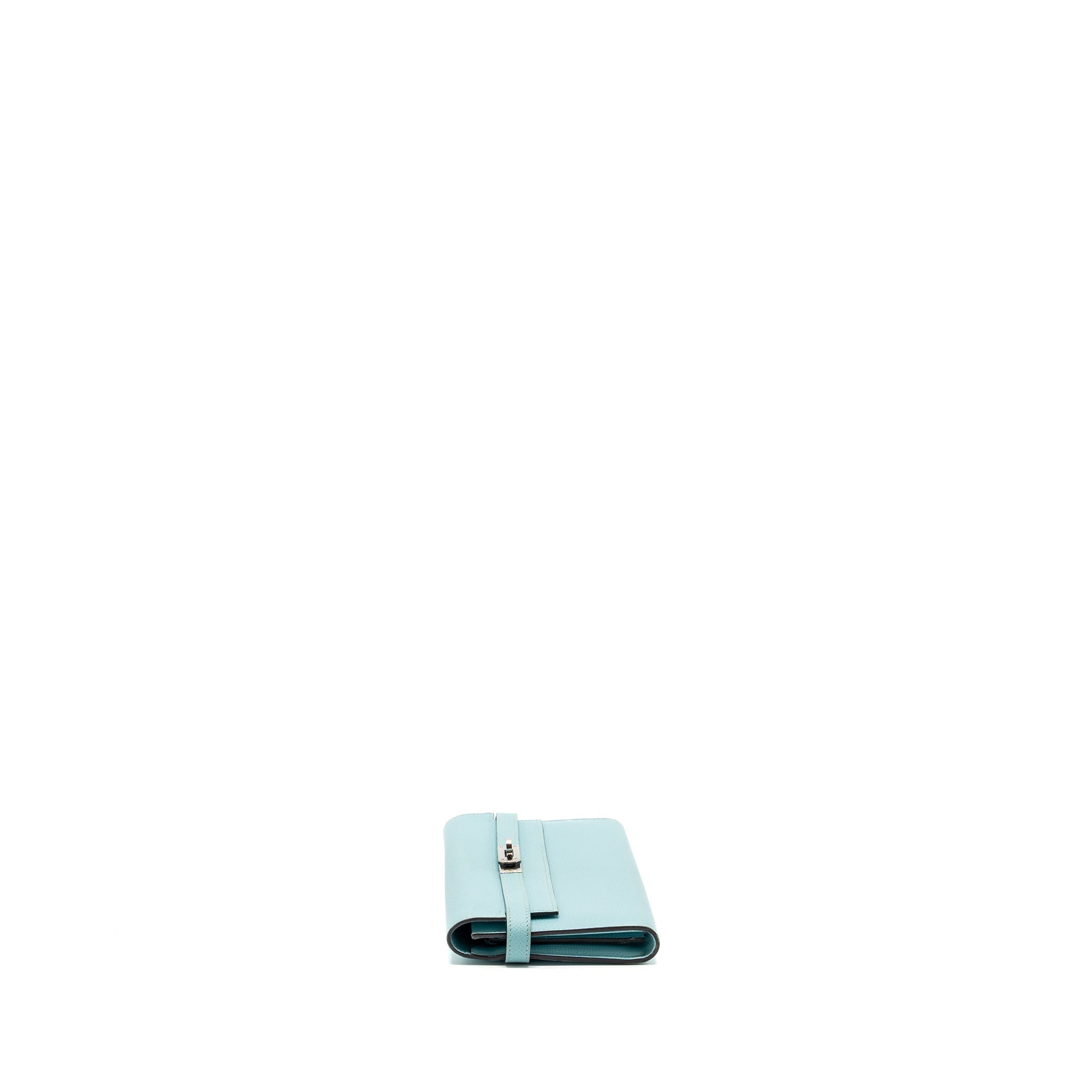 HERMES KELLY LONG WALLET EPSOM LIGHT BLUE SHW
