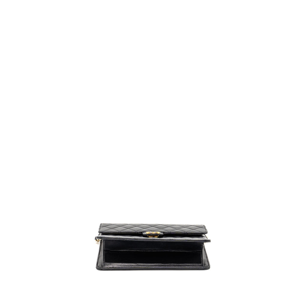 CHANEL VINTAGE SQUARE FLAP CHAIN BAG LAMBSKIN BLACK GHW