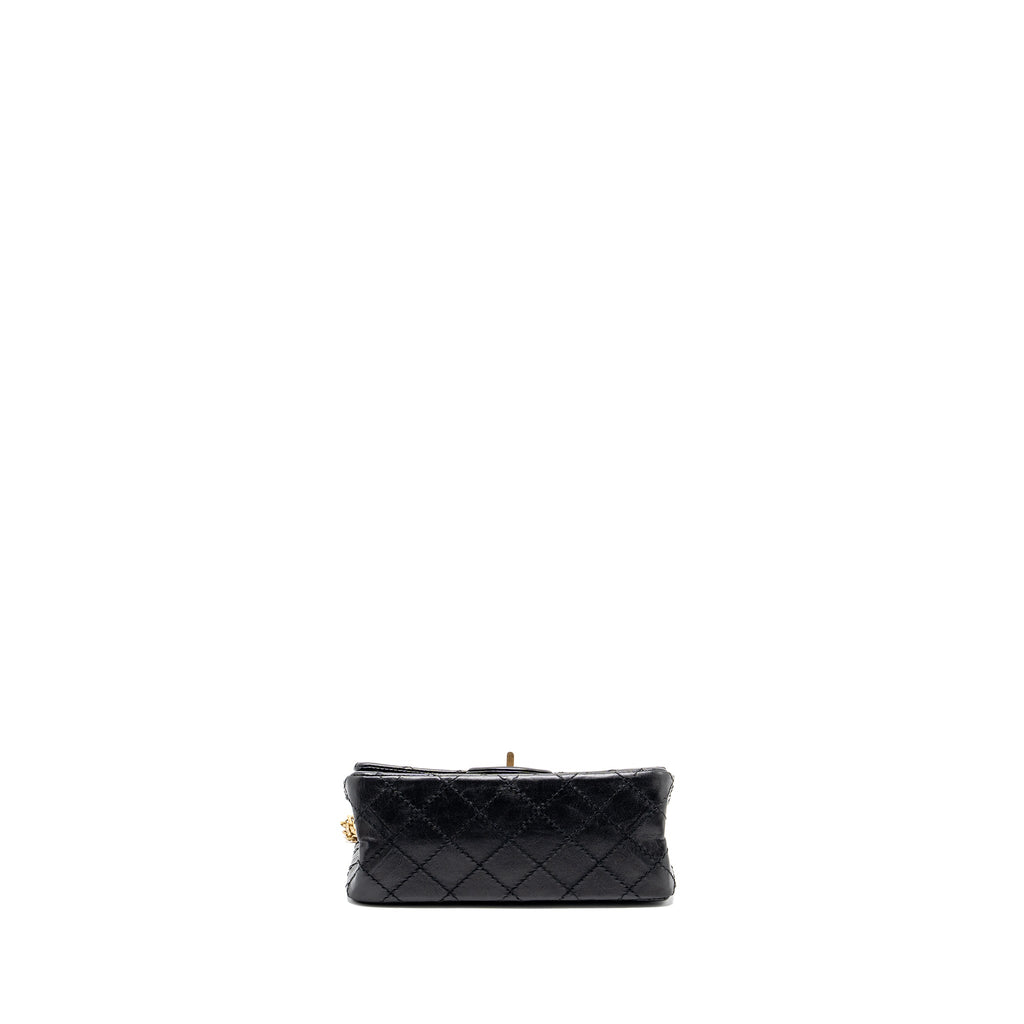 CHANEL MINI 2.55 REISSUE FLAP BAG AGED CALFSKIN BLACK GHW