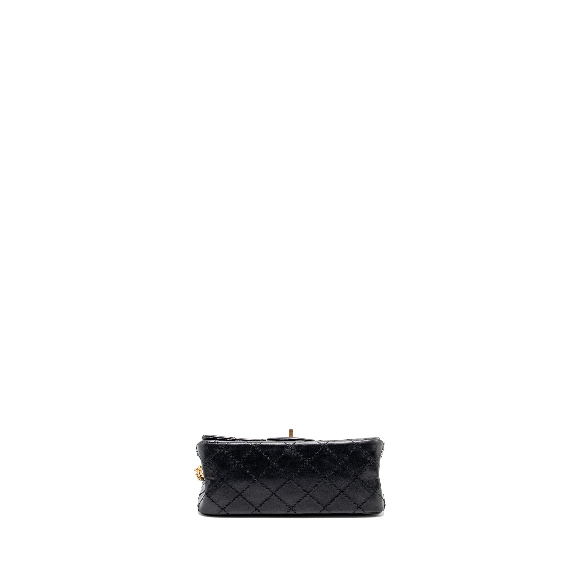 CHANEL MINI 2.55 REISSUE FLAP BAG AGED CALFSKIN BLACK GHW