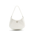 PRADA CLEO SHOULDER BAG BRUSHED LEATHER WHITE SHW