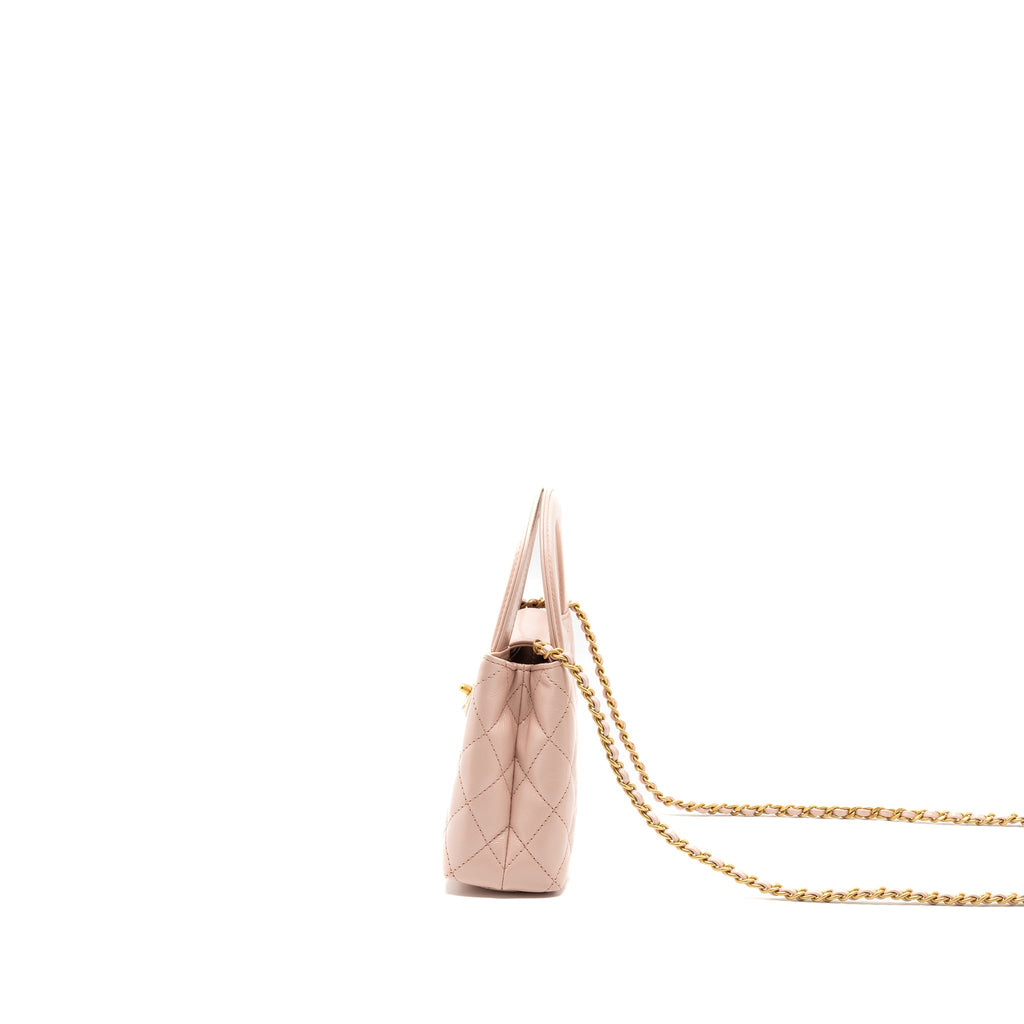CHANEL 23K MINI SHOPPING BAG CALFSKIN LIGHT PINK  BRUSHED GHW(MICROCHIP)