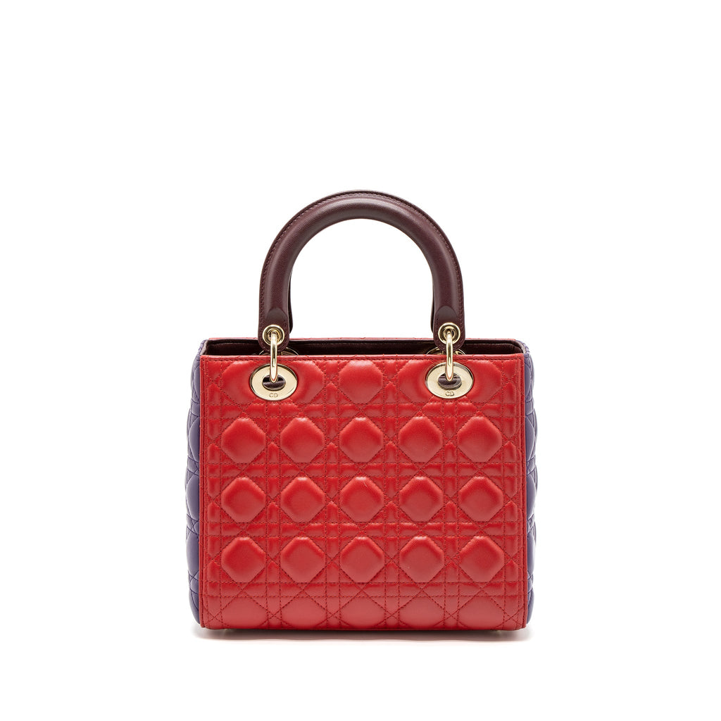 DIOR MEDIUM LADY DIOR BAG LAMBSKIN RED/MULTICOLOUR LGHW