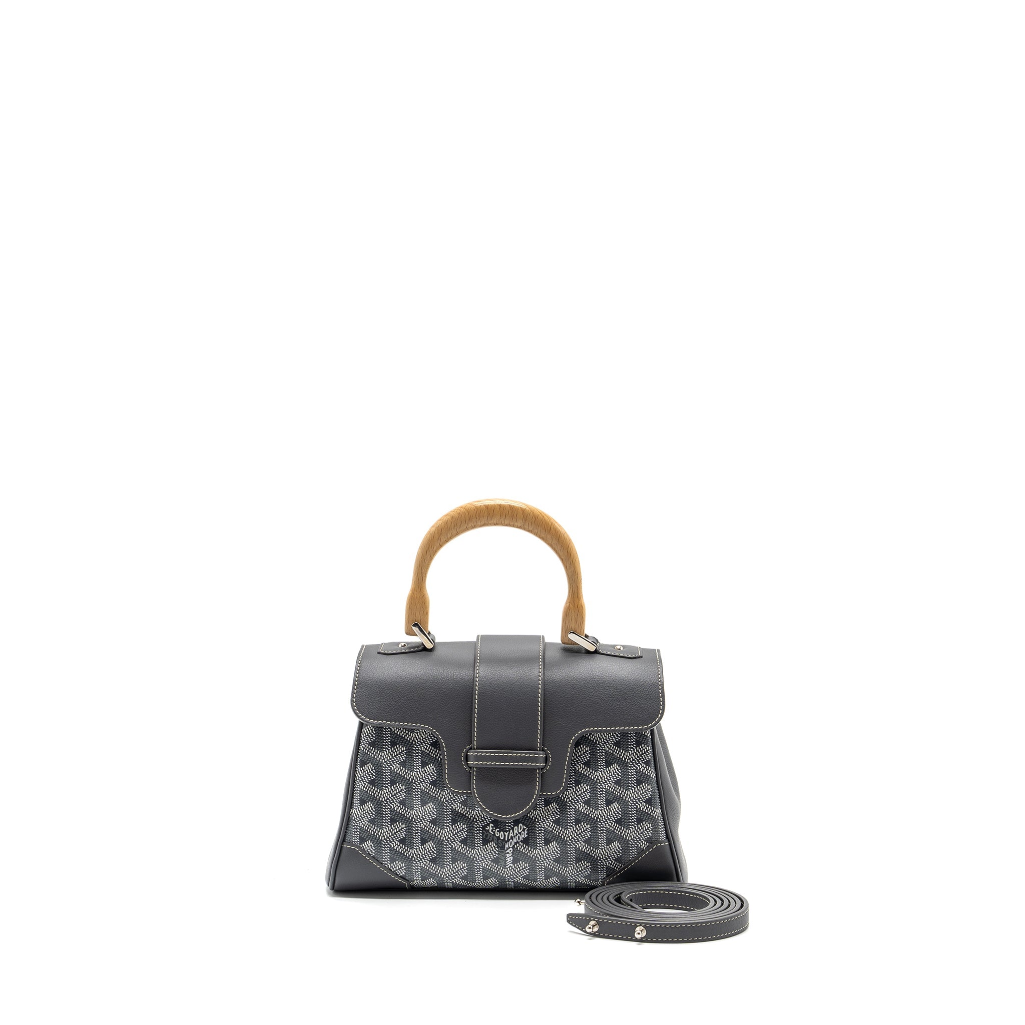 GOYARD MINI SAIGON BAG GOYARDINE CANVAS GREY SHW