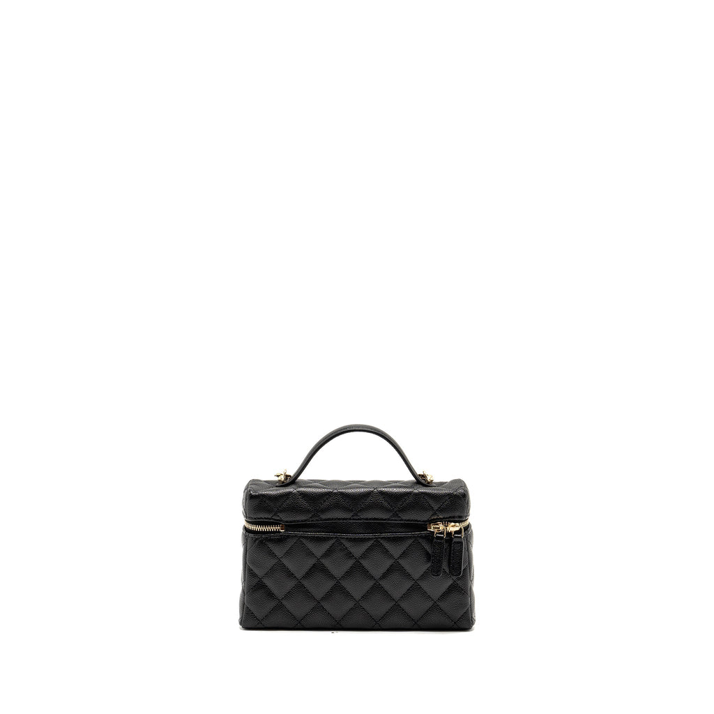 CHANEL CC TOP HANDLE VANITY BAG CAVIAR BLACK LGHW (MICROCHIP)