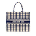 DIOR LARGE BOOK TOTE LINEN BLUE CANVAS