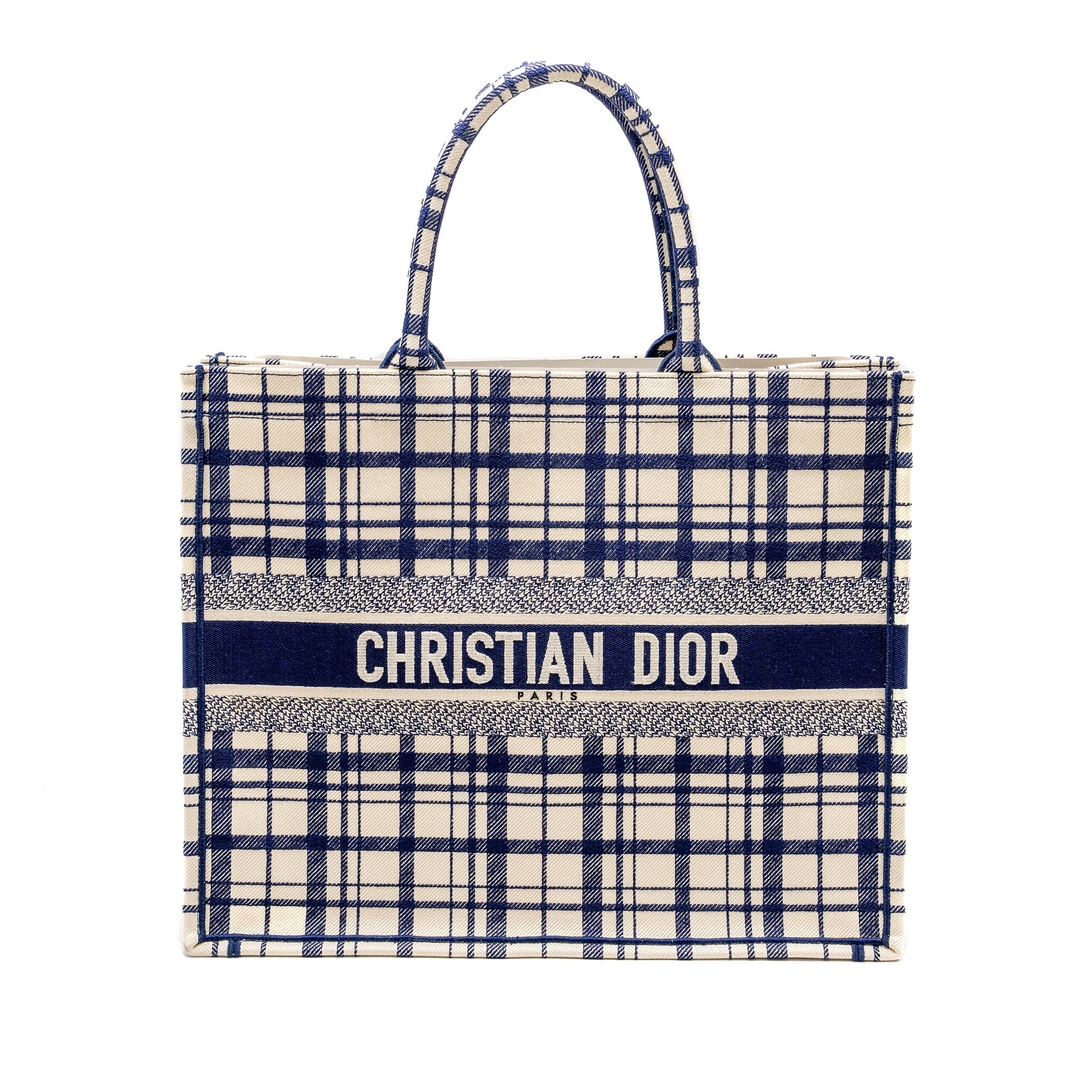 DIOR LARGE BOOK TOTE LINEN BLUE CANVAS