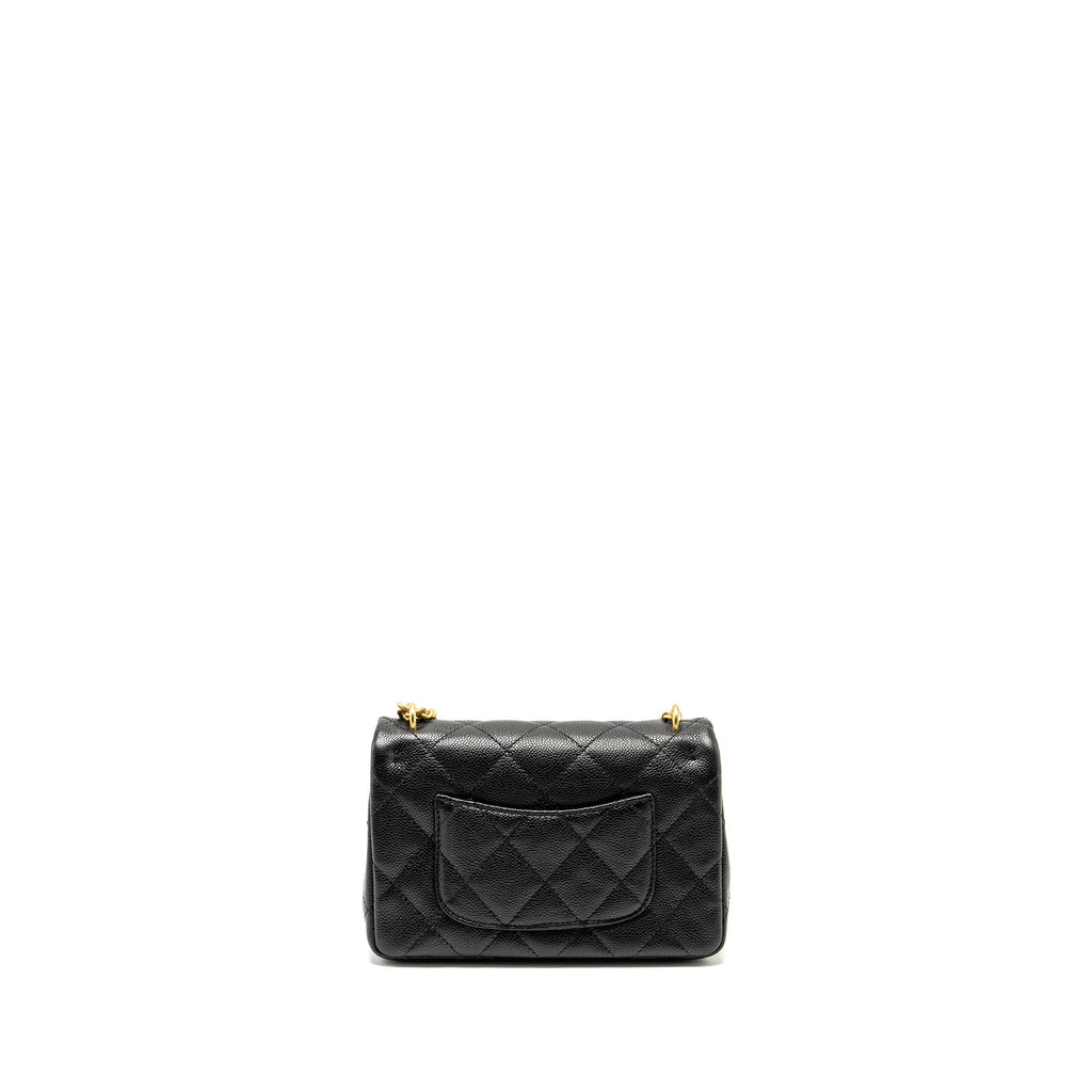 CHANEL COCO LOVE MINI FLAP BAG WITH ADJUSTABLE CHAIN CAVIAR BLACK GHW (MICROCHIP)