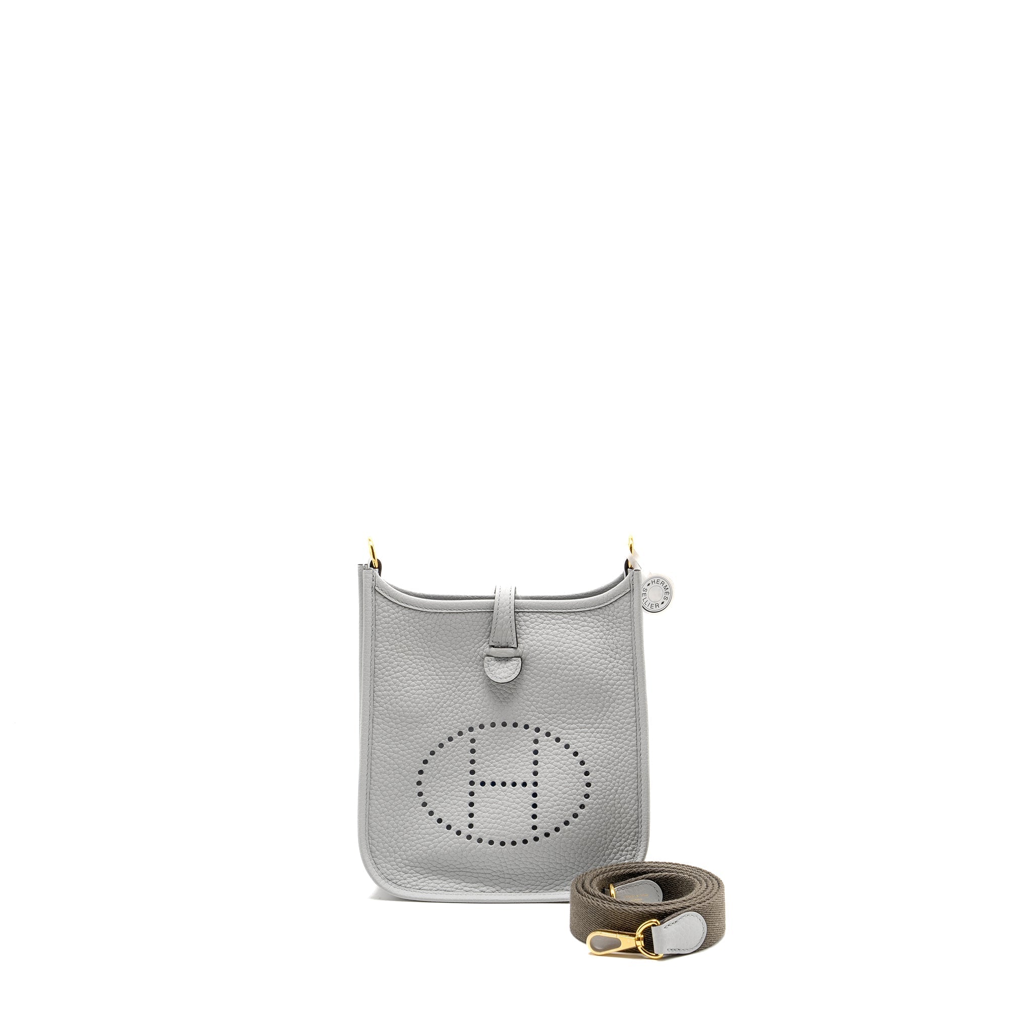 HERMES MINI EVELYNE CLEMENCE BLUE PALE/GRIS ETAIN GHW