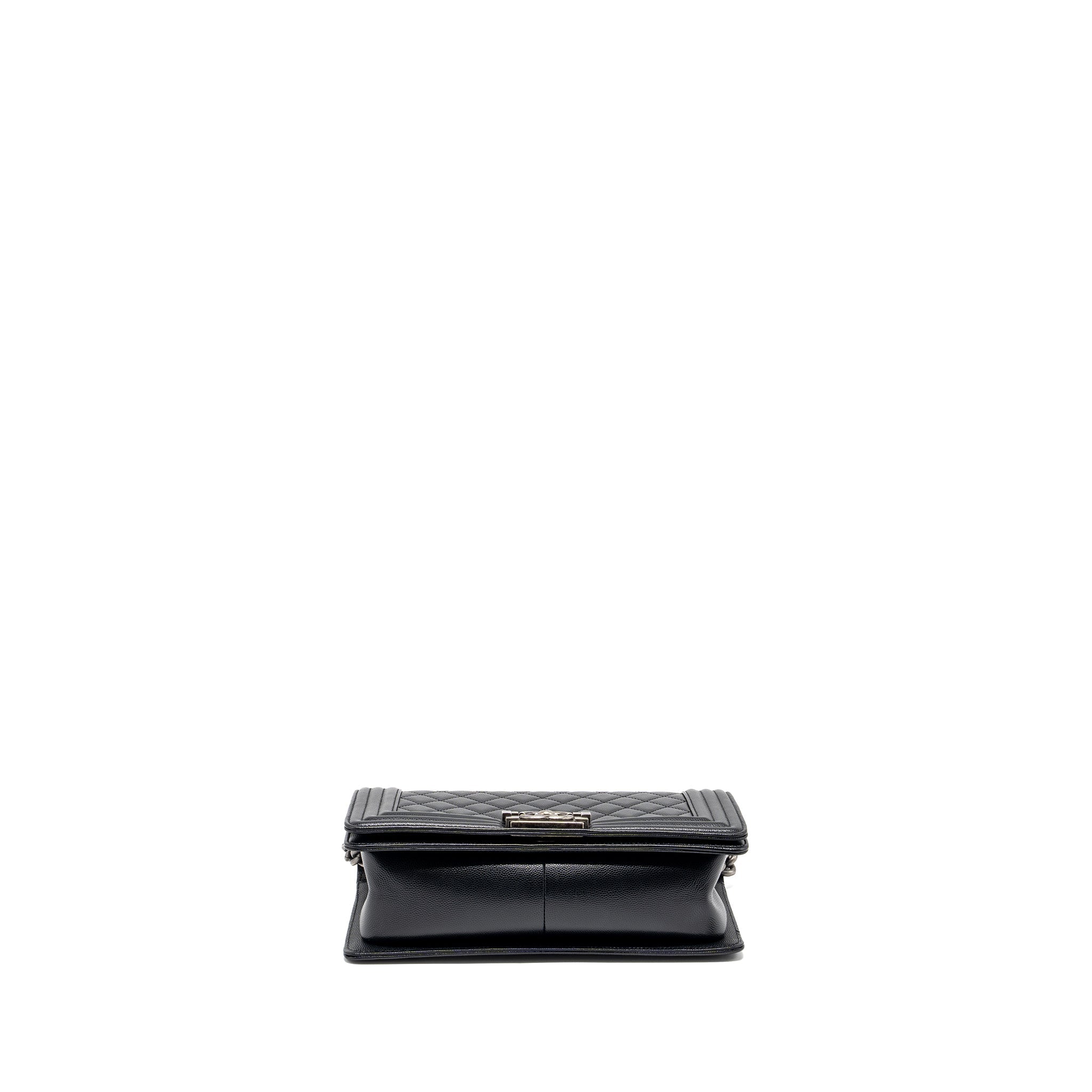 CHANEL MEDIUM BOY BAG CAVIAR BLACK RUTHENIUM SHW