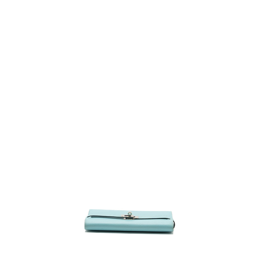 HERMES KELLY LONG WALLET EPSOM LIGHT BLUE SHW
